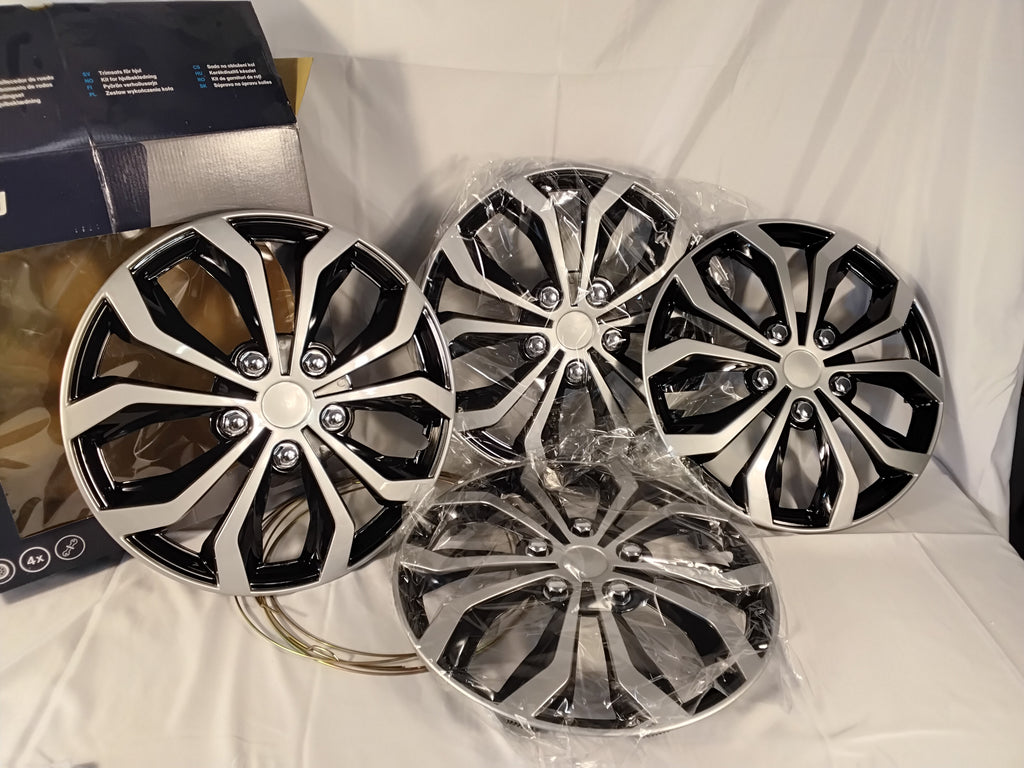 Copricerchi Cartrend Dayton 15" | Set 4 Copricerchi | Nero/Argento | Nuovi
