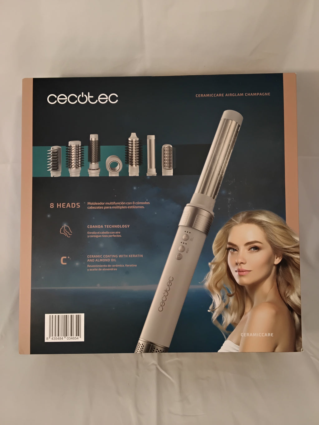 Cecotec CeramicCare AirGlam Champagne | Styler ad Aria Multifunzione 8 Accessori | Usato Perfettamente Funzionante