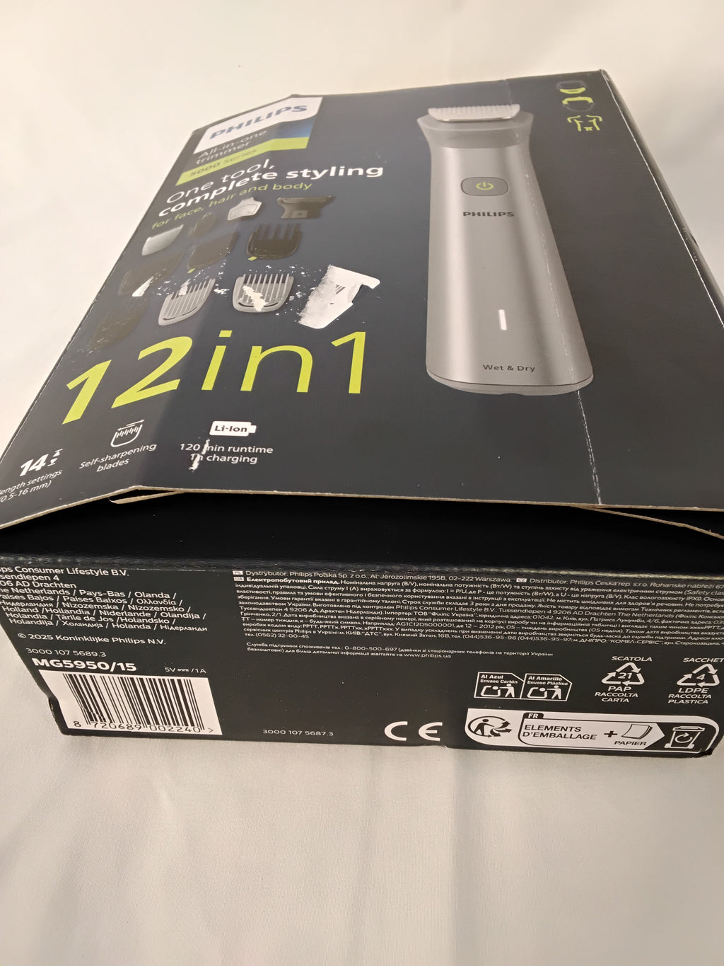 Philips All-in-One Trimmer Serie 5000 MG5950/15 | Regolabarba e Tagliacapelli 12 in 1 Wet &amp; Dry | Usato Perfettamente Funzionante