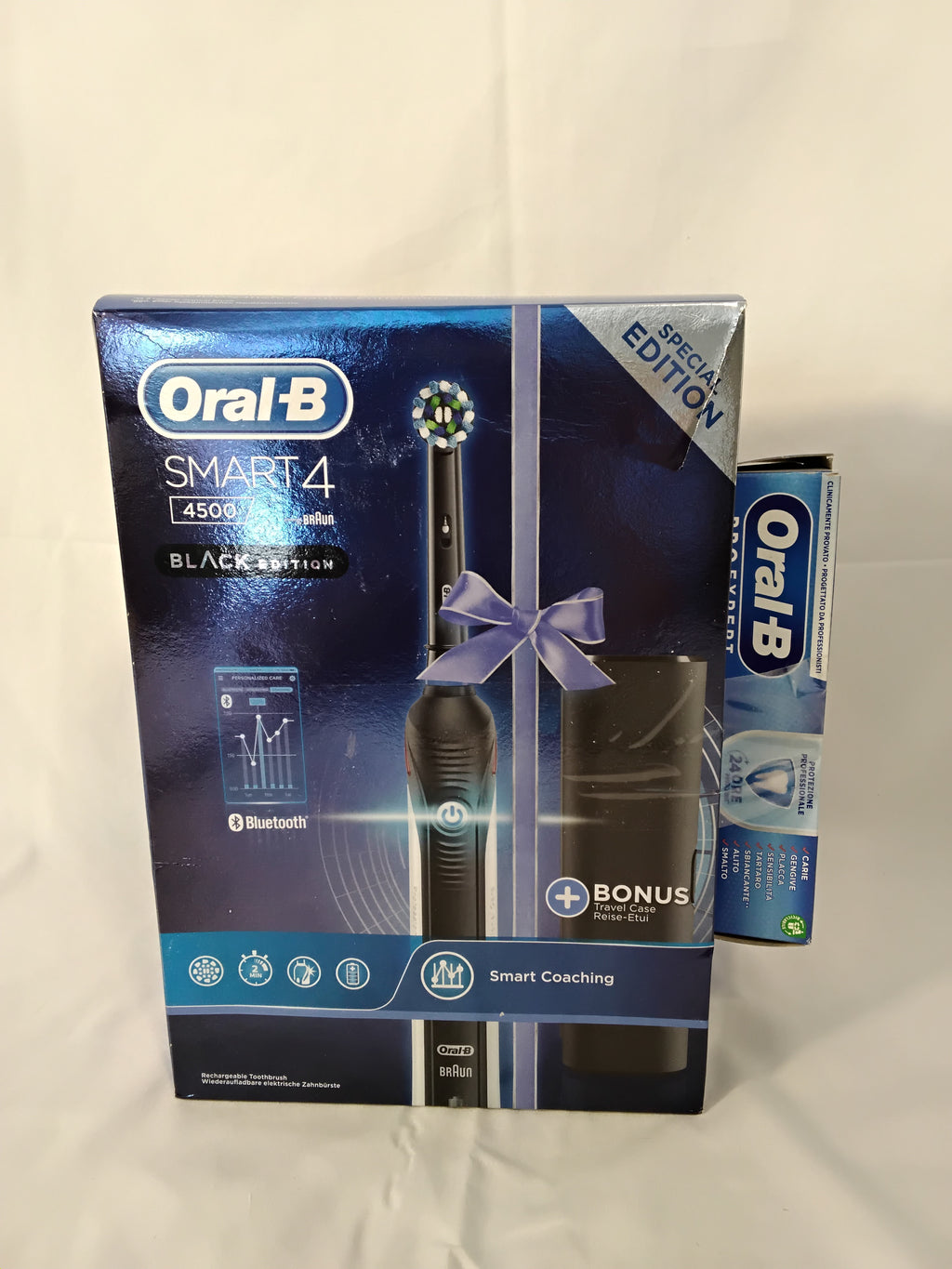 Oral-B Smart 4 4500 Black Edition | Spazzolino Elettrico Bluetooth con Custodia da Viaggio | Nuovo