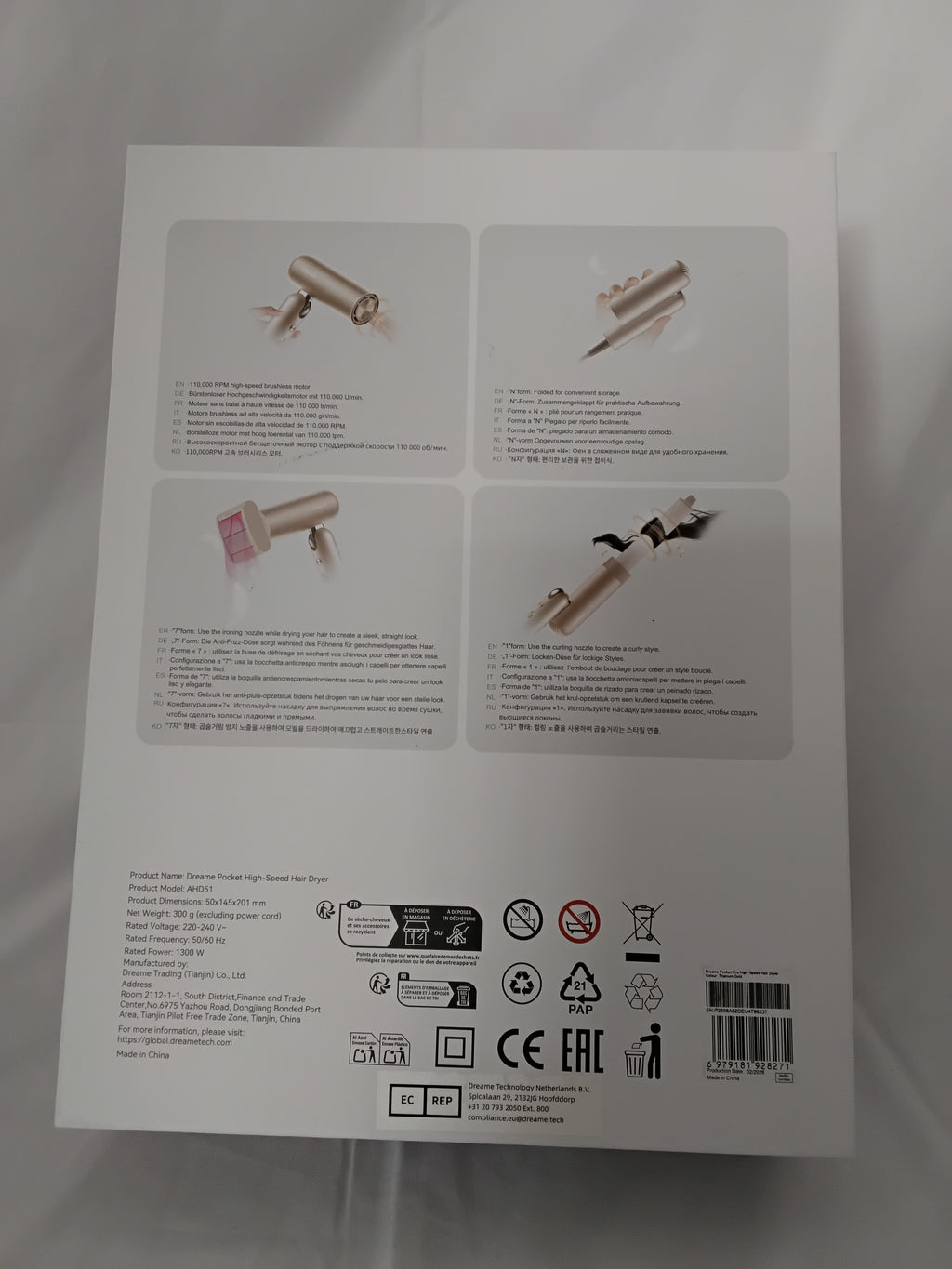 Dreame Pocket Pro | Asciugacapelli ad Alta Velocità con Accessori Styling | Nuovo