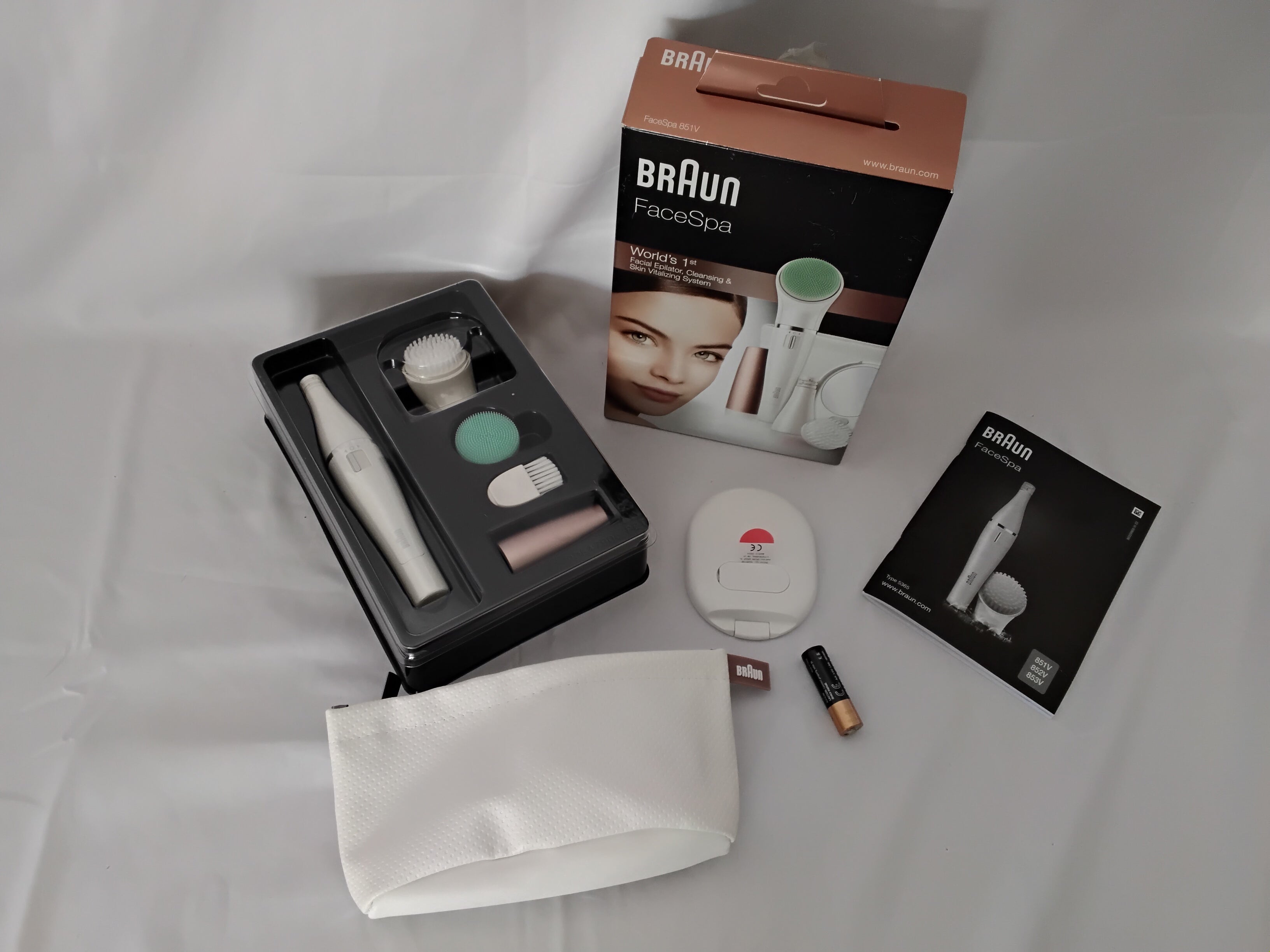 Braun FaceSpa 851V | Epilatore Viso 3 in 1 con Spazzola Pulizia e Specchio | Nuovo