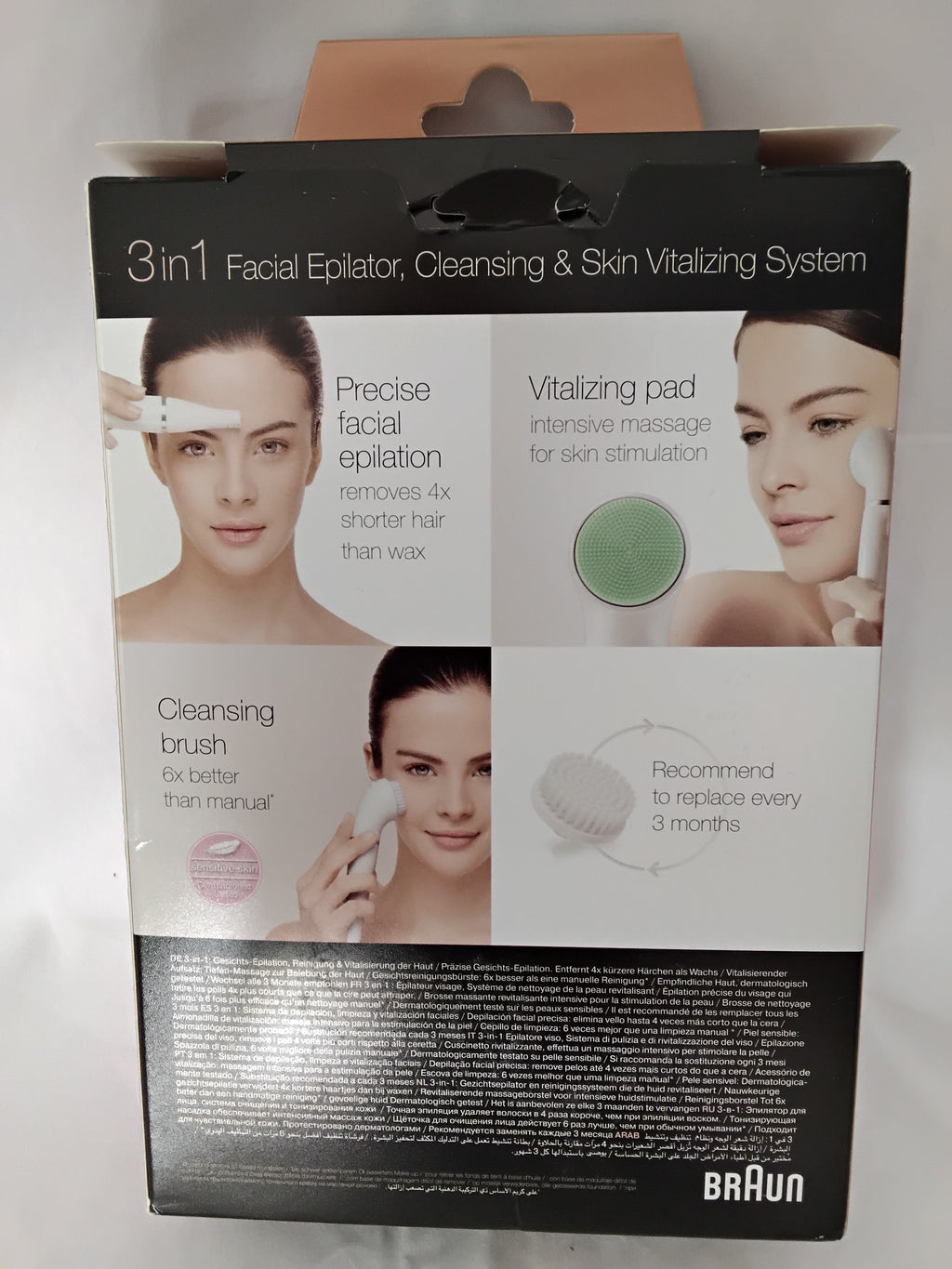 Braun FaceSpa 851V | Epilatore Viso 3 in 1 con Spazzola Pulizia e Specchio | Nuovo