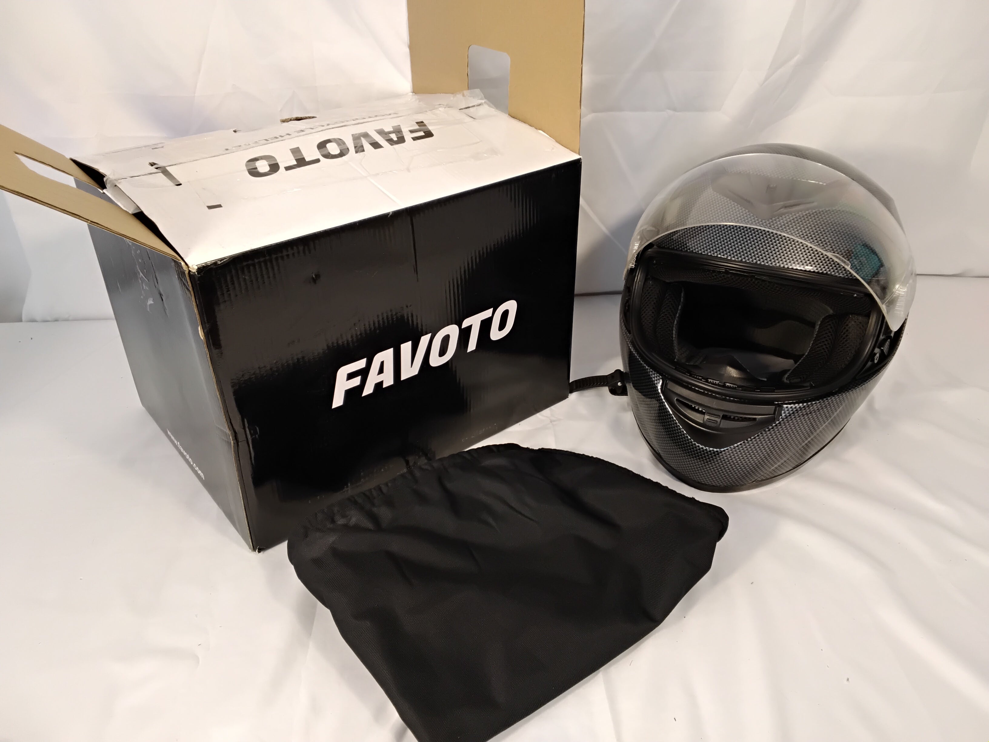 Favoto Casco Integrale Moto ECE 22.06 Effetto Fibra di Carbonio Taglia L (59-60 cm) | Pari al Nuovo