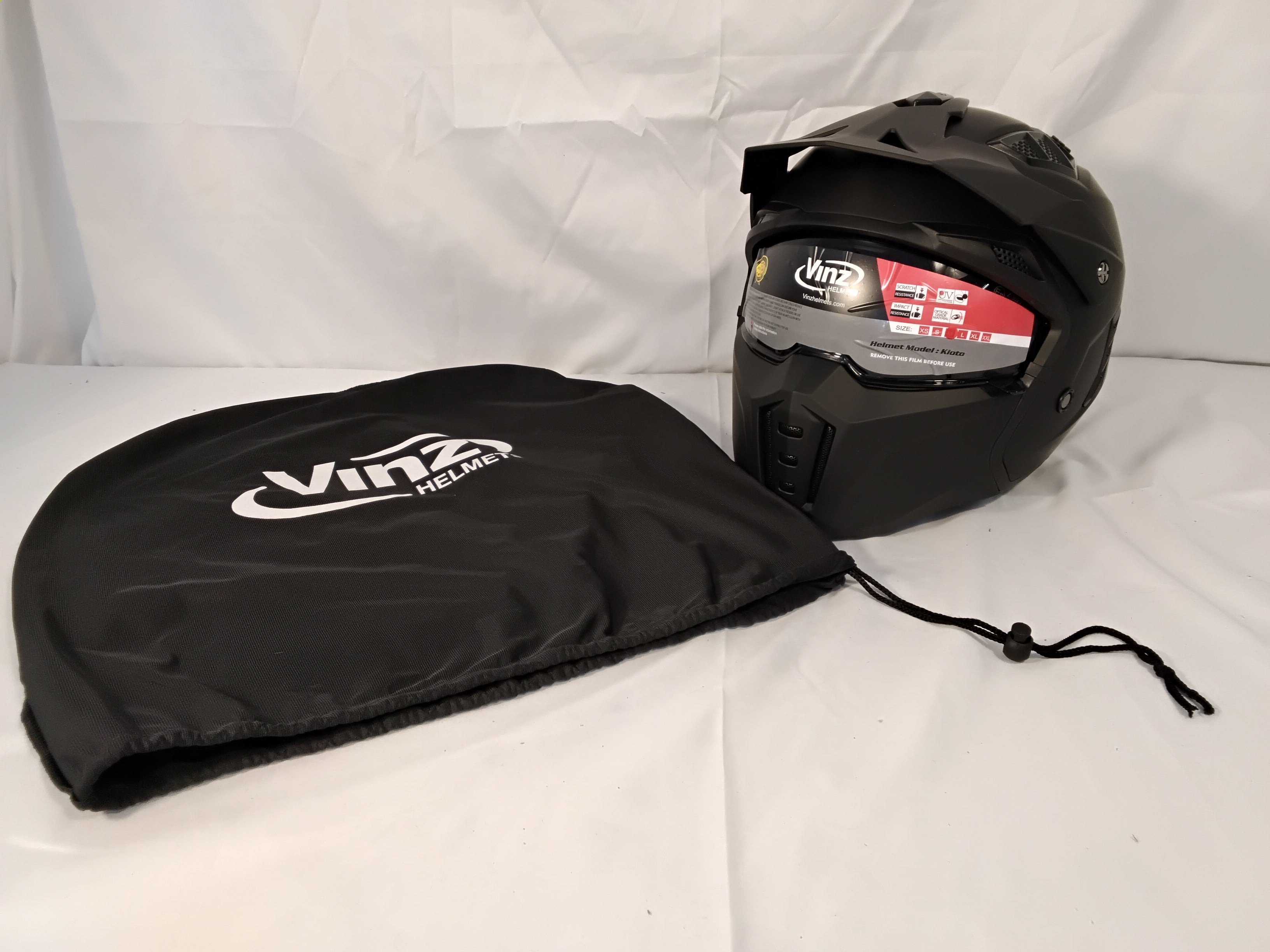 Vinz Kioto Casco Moto Streetfighter ECE 22.06 Nero Opaco Taglia M (57-58 cm) | Nuovo