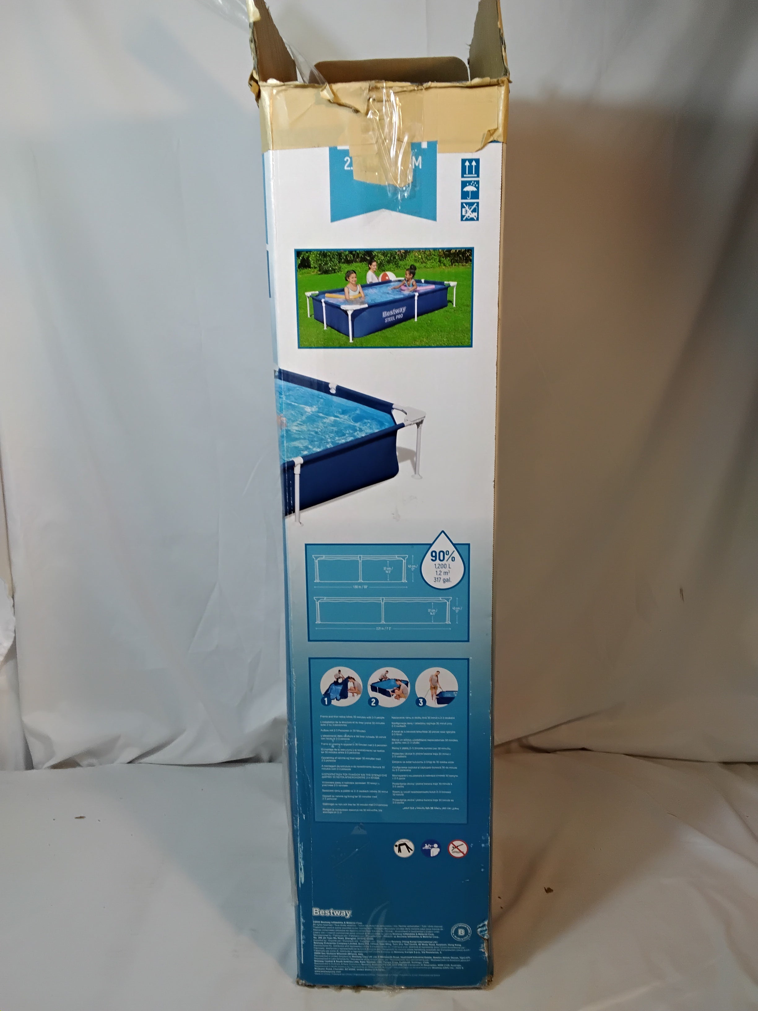 BESTWAY Steel Pro 56401 Piscina Fuori Terra con Telaio in Acciaio 221 × 150 × 43 cm | Nuova