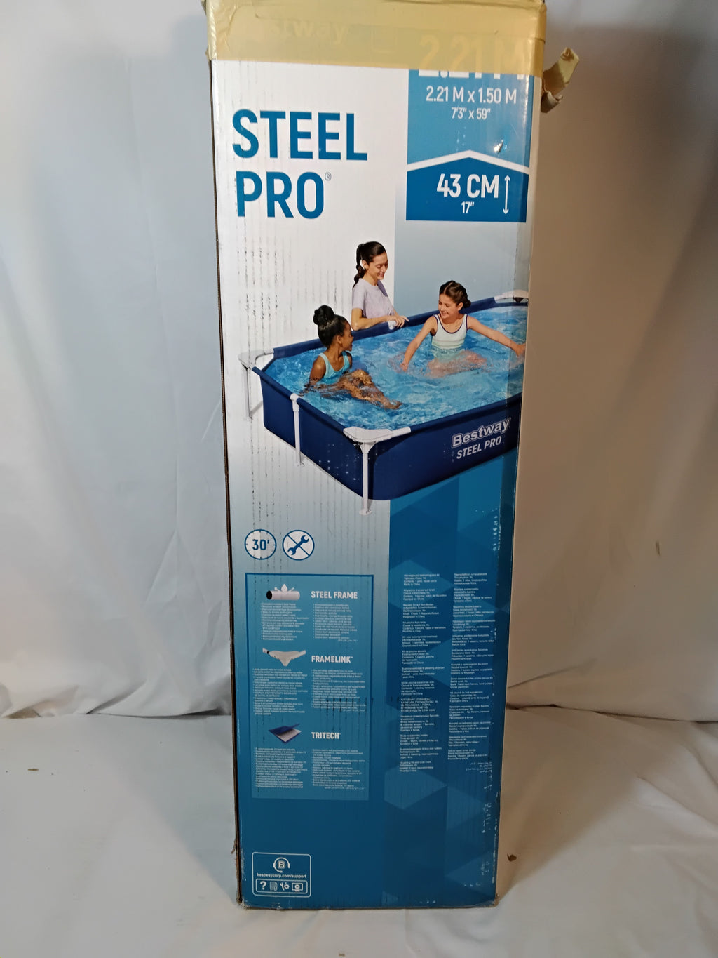 BESTWAY Steel Pro 56401 Piscina Fuori Terra con Telaio in Acciaio 221 × 150 × 43 cm | Nuova