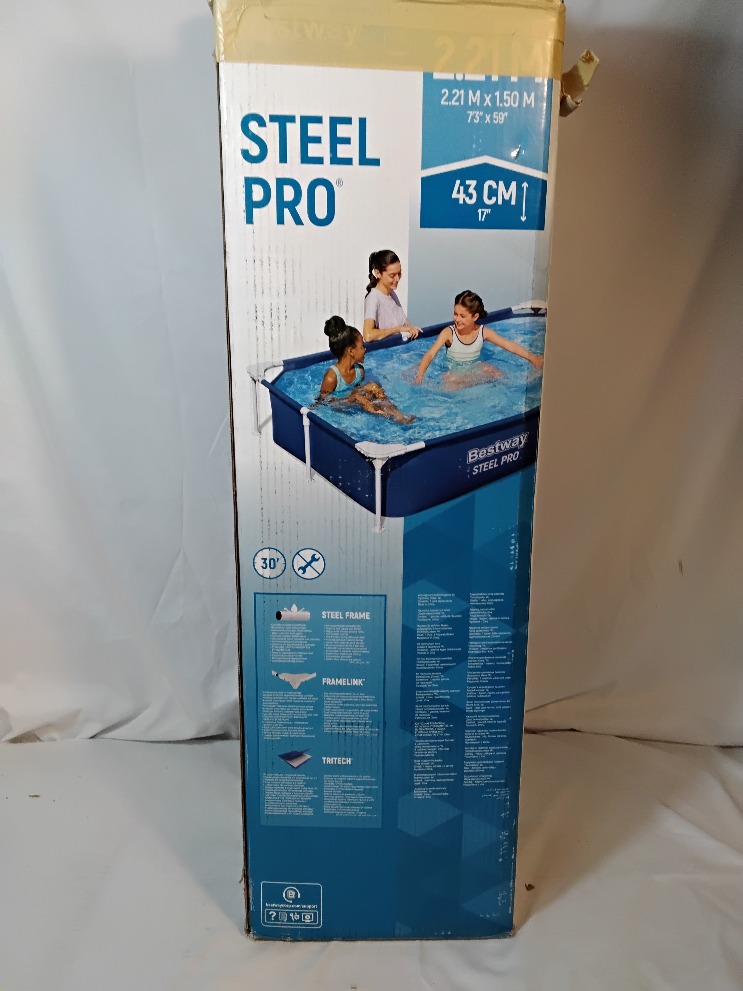 BESTWAY Steel Pro 56401 Piscina Fuori Terra con Telaio in Acciaio 221 × 150 × 43 cm | Nuova