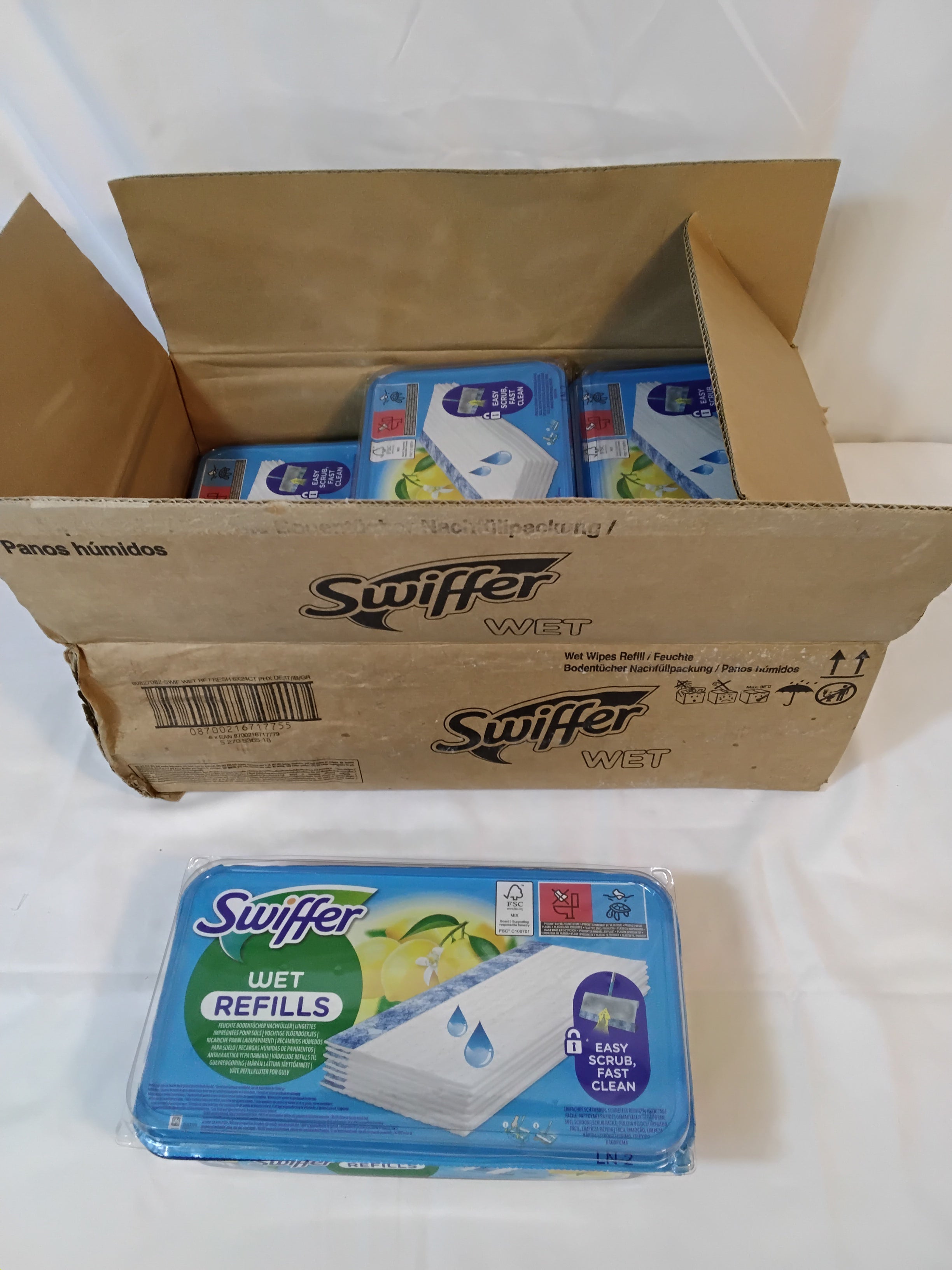 SWIFFER Wet | Panni Umidi Lavapavimenti | Fragranza Limone | 6 Confezioni | Nuovi
