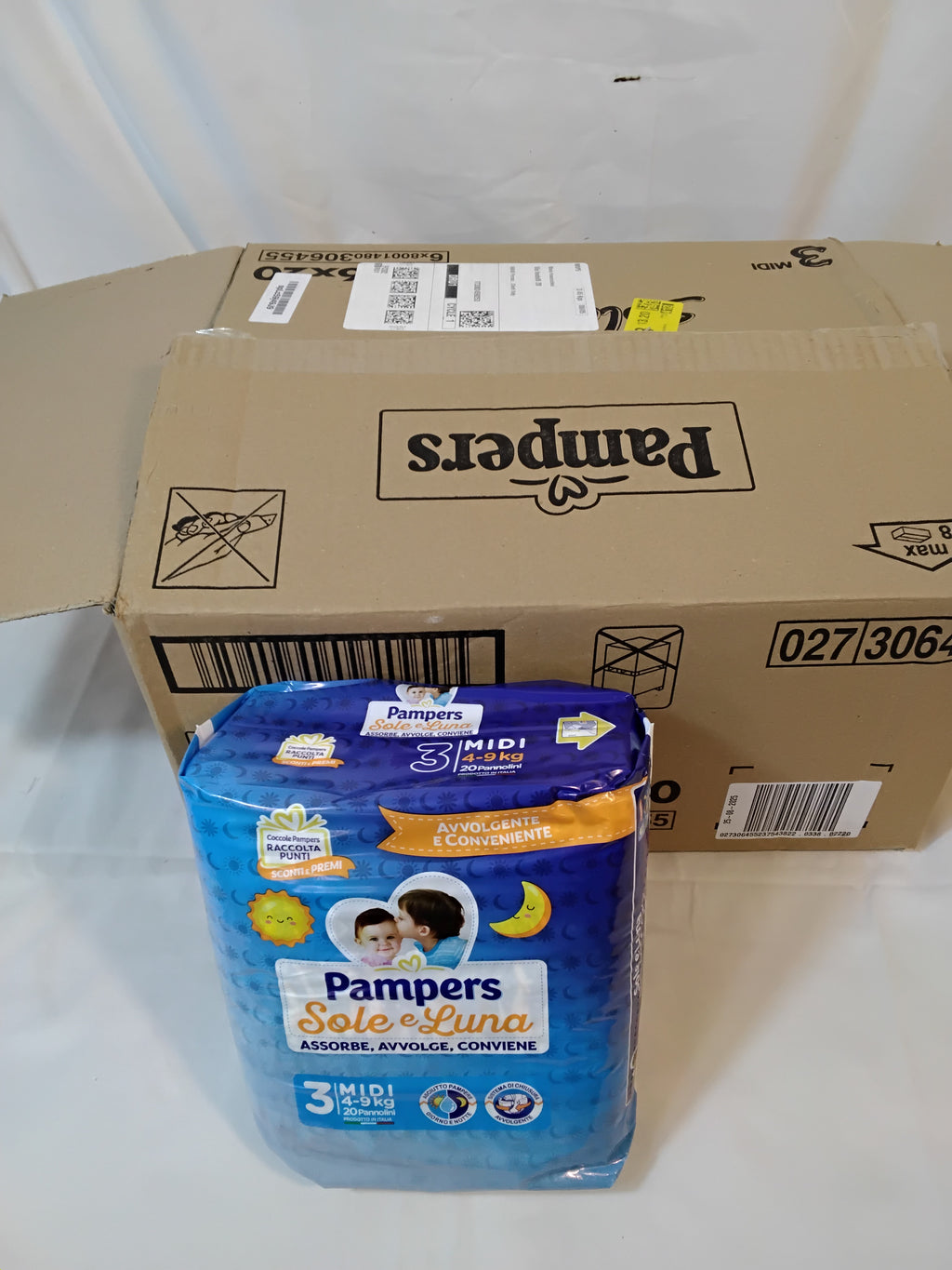 PAMPERS Sole e Luna | Taglia 3 Midi | 120 Pannolini | 6 Confezioni | Nuovi
