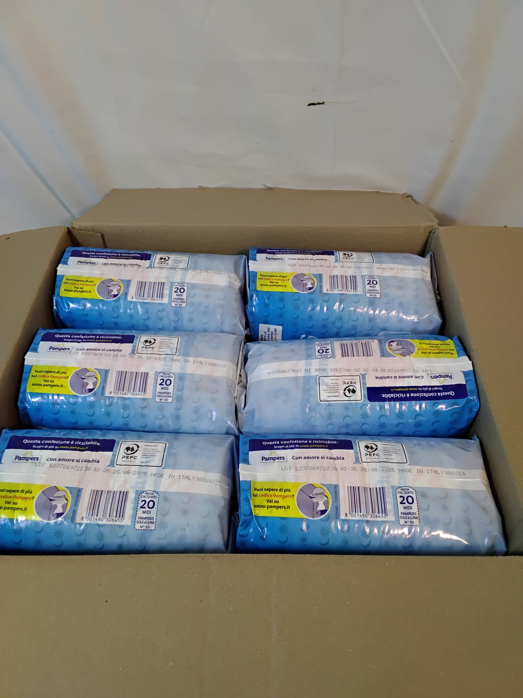 PAMPERS Sole e Luna | Taglia 3 Midi | 120 Pannolini | 6 Confezioni | Nuovi