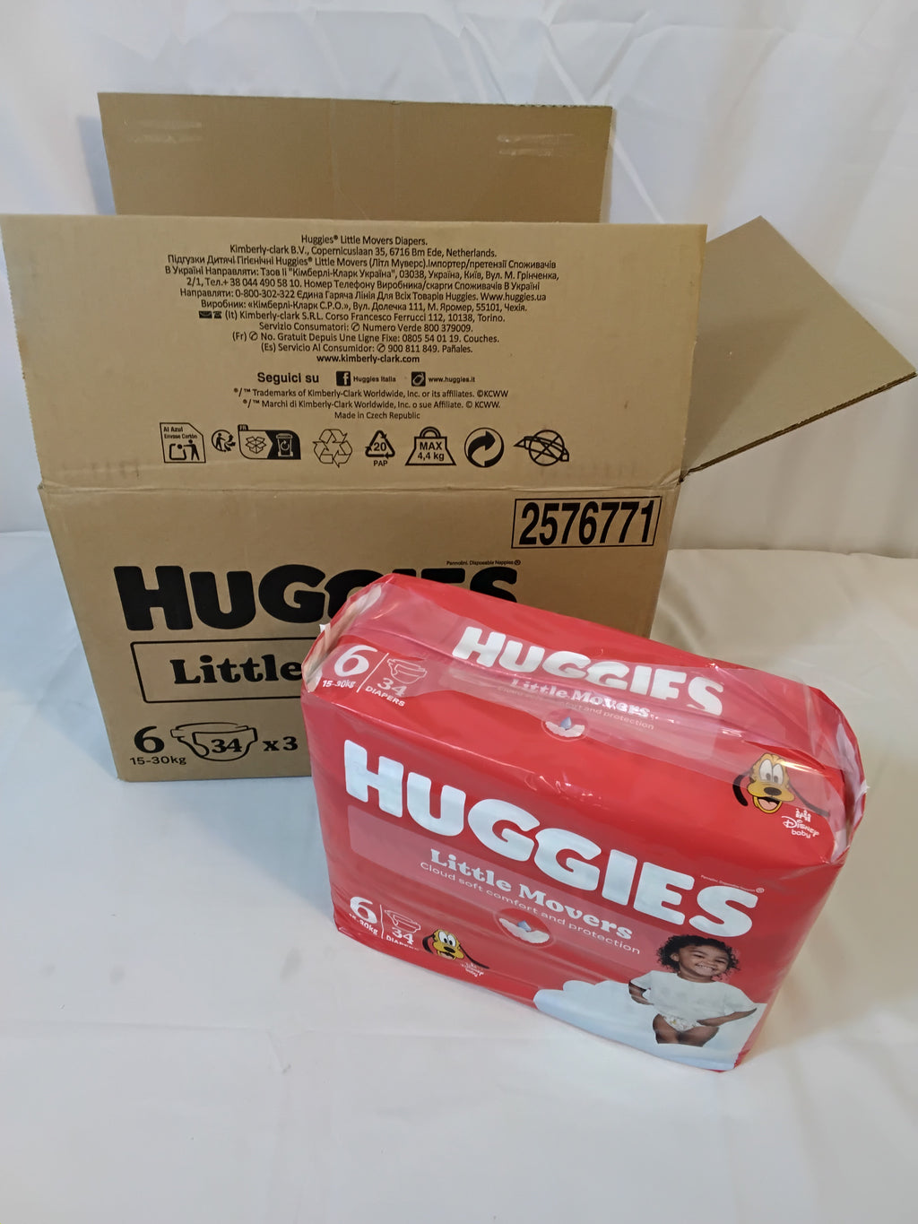 Huggies Little Movers Taglia 6 (15-30 kg) | Cartone da 3 Pacchi (102 Pannolini) | Nuovo