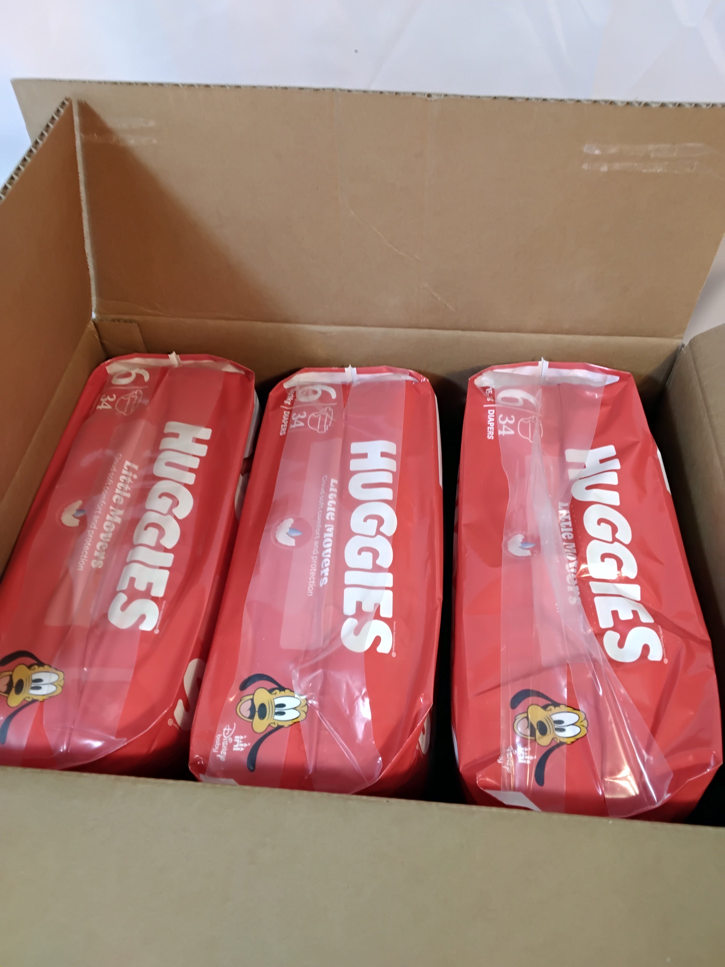 Huggies Little Movers Taglia 6 (15-30 kg) | Cartone da 3 Pacchi (102 Pannolini) | Nuovo