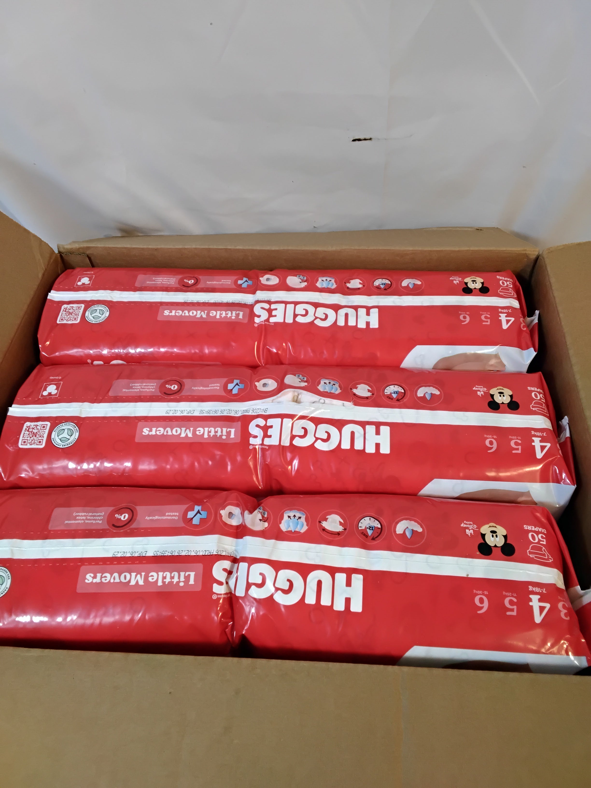 Huggies Little Movers Taglia 4 (7-18 kg) | Cartone da 3 Pacchi (150 Pannolini) | Nuovo