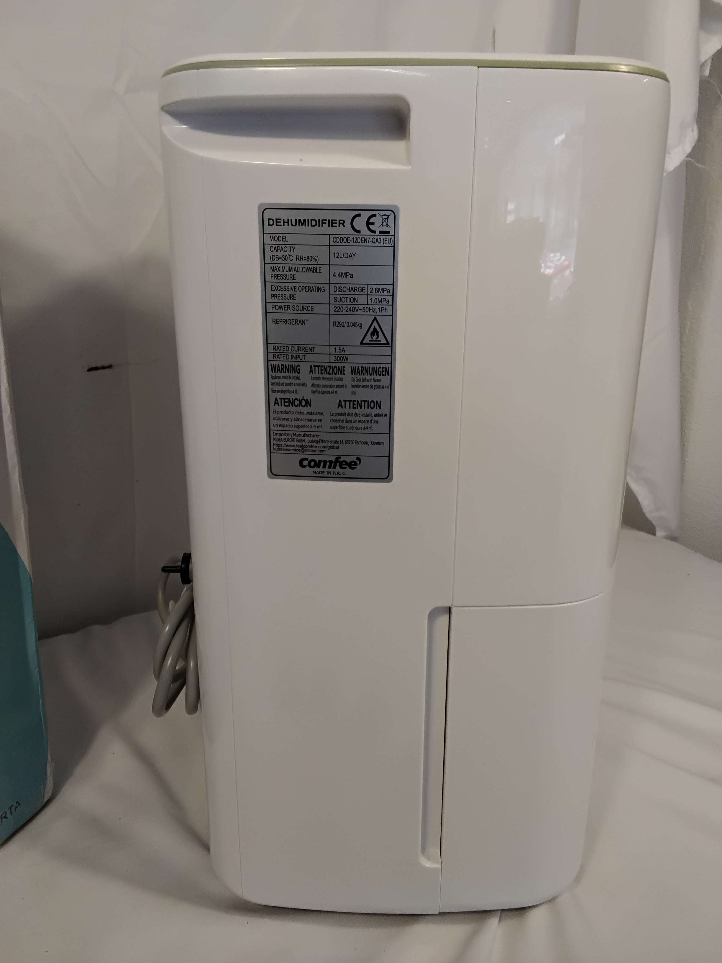 COMFEE’ CDDOE-12DEN7-QA3 Deumidificatore | 12L/24h | 20 m² | 300W | Nuovo
