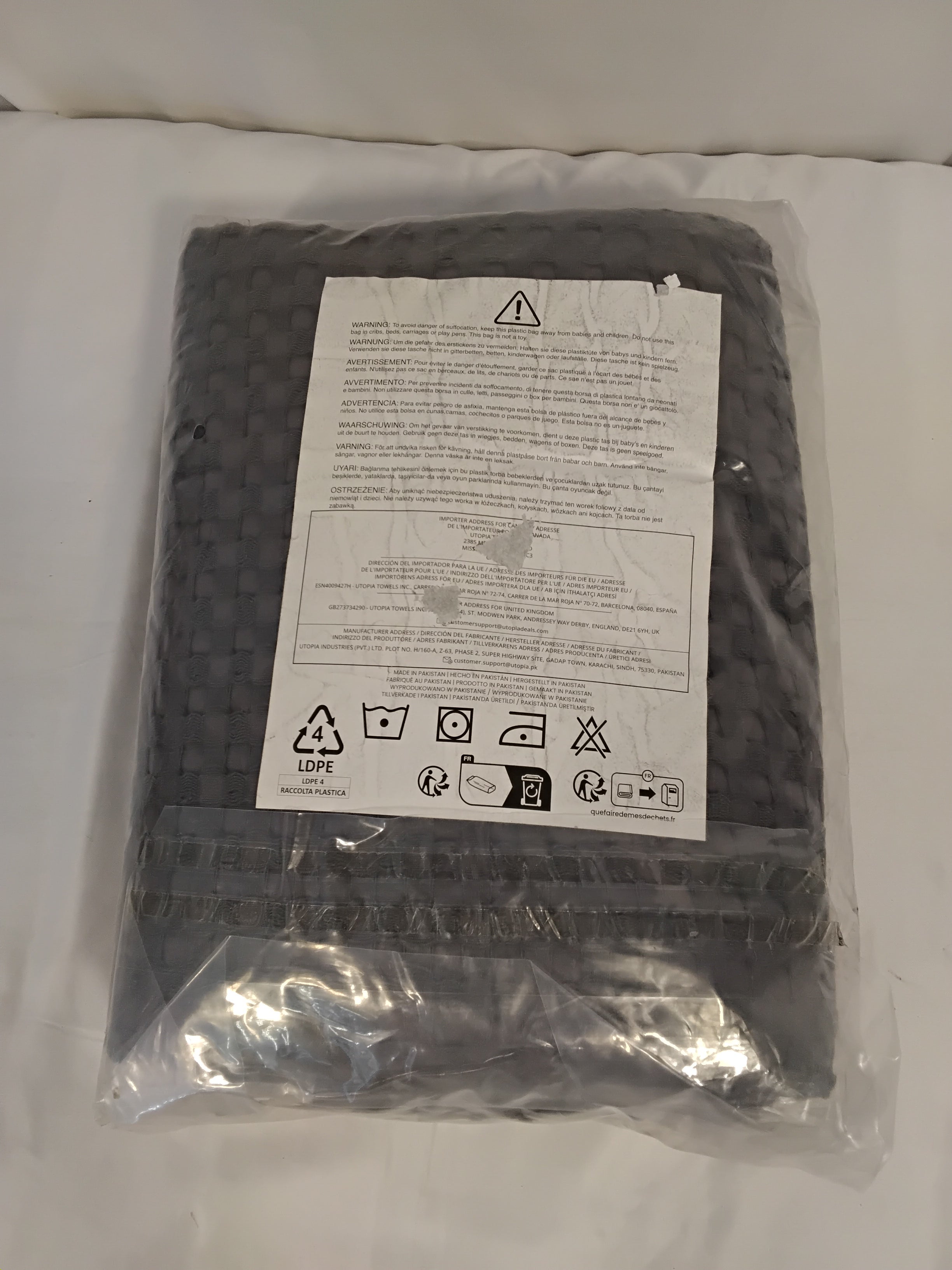 Coperta Utopia Bedding Cotton Waffle Blanket 300 GSM | Grigio Antracite | 228 × 182 cm | 100%cotone Nuova