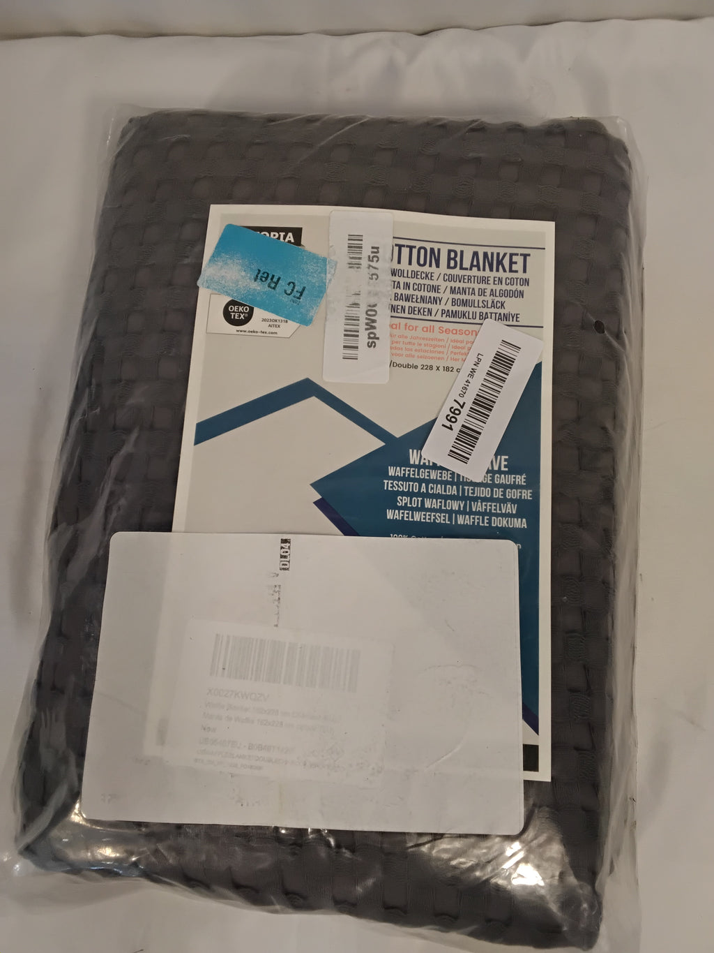 Coperta Utopia Bedding Cotton Waffle Blanket 300 GSM | Grigio Antracite | 228 × 182 cm | 100%cotone Nuova