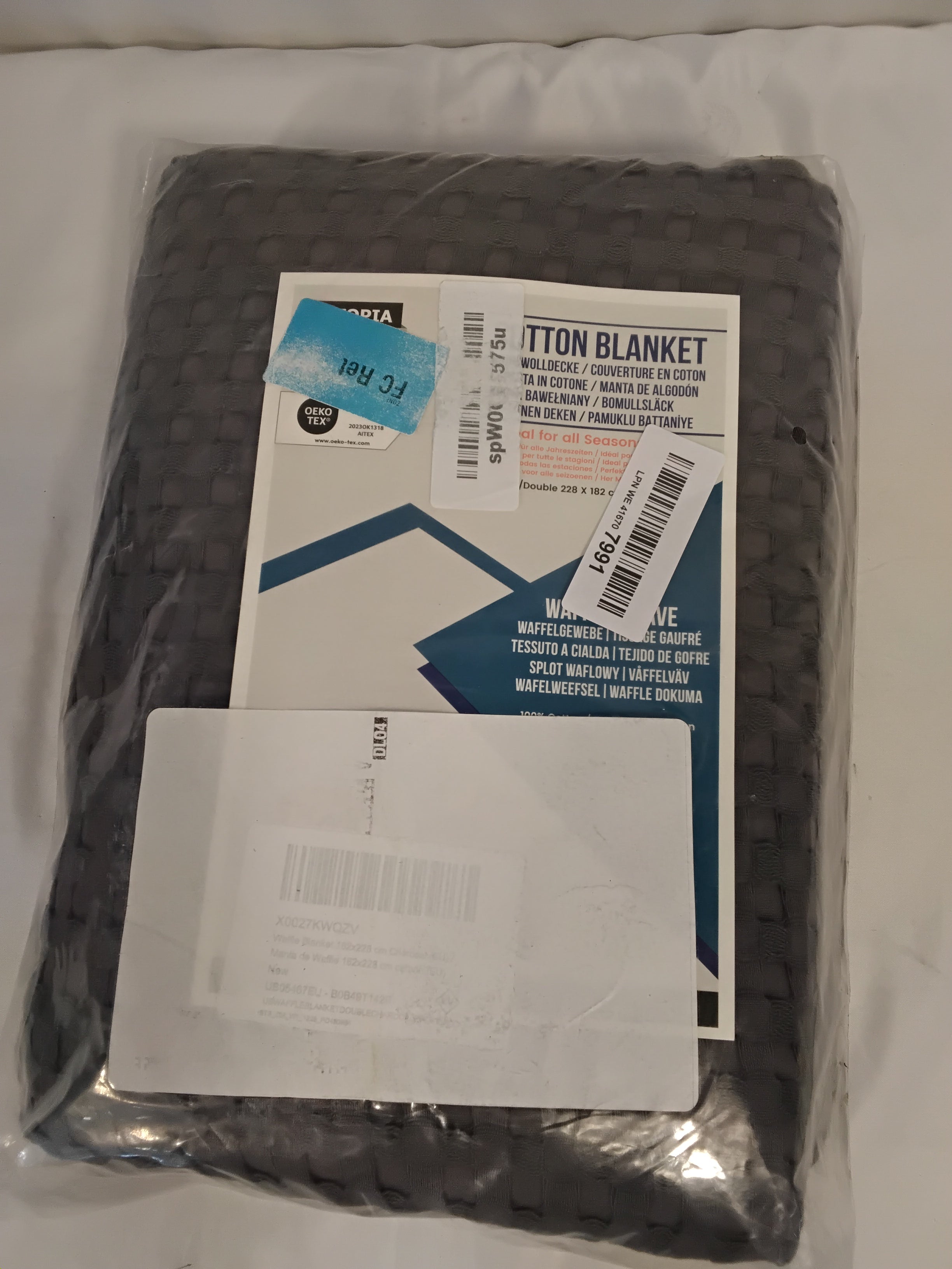 Coperta Utopia Bedding Cotton Waffle Blanket 300 GSM | Grigio Antracite | 228 × 182 cm | 100%cotone Nuova