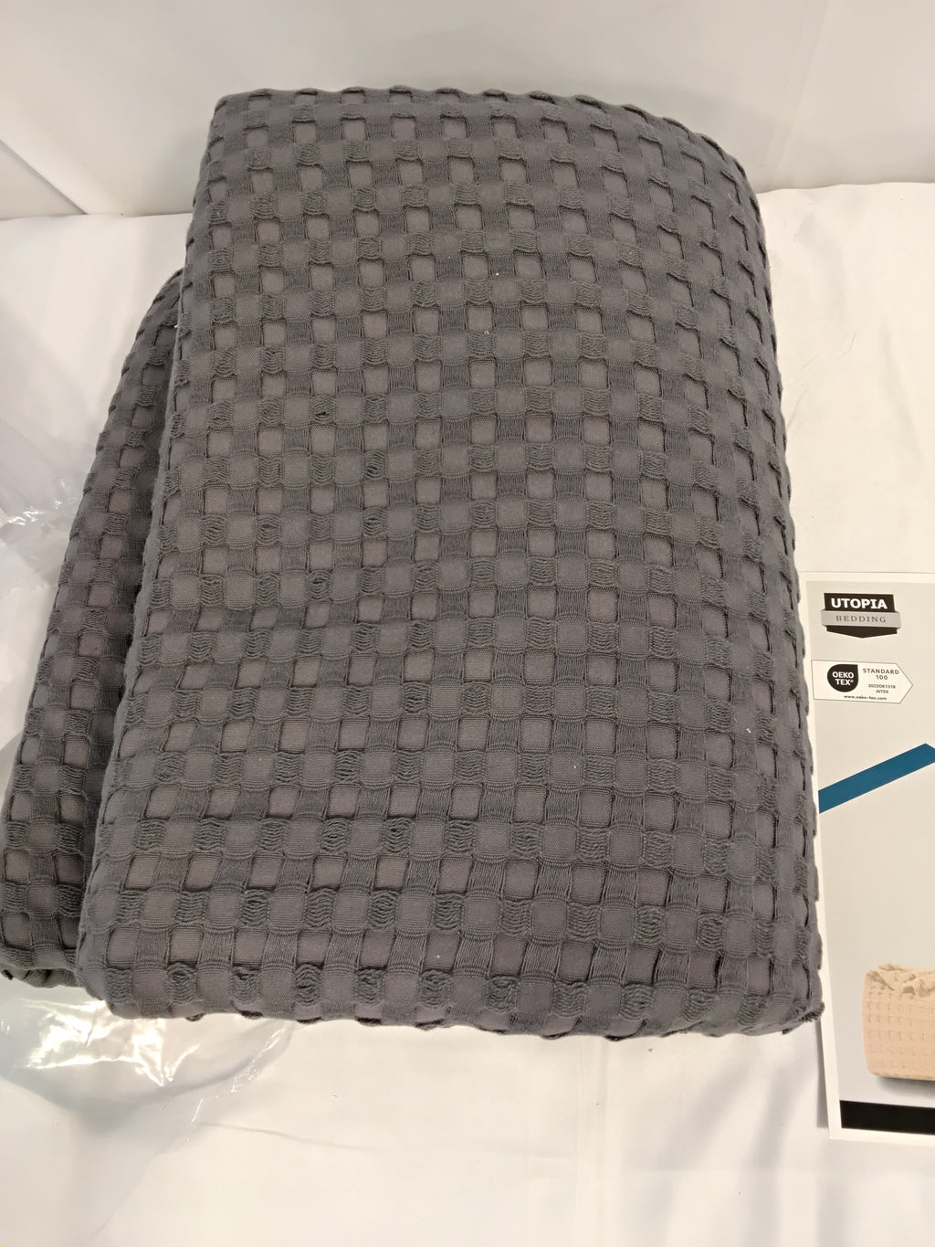 Coperta Utopia Bedding Cotton Waffle Blanket 300 GSM | Grigio Antracite | 228 × 182 cm | 100%cotone Nuova