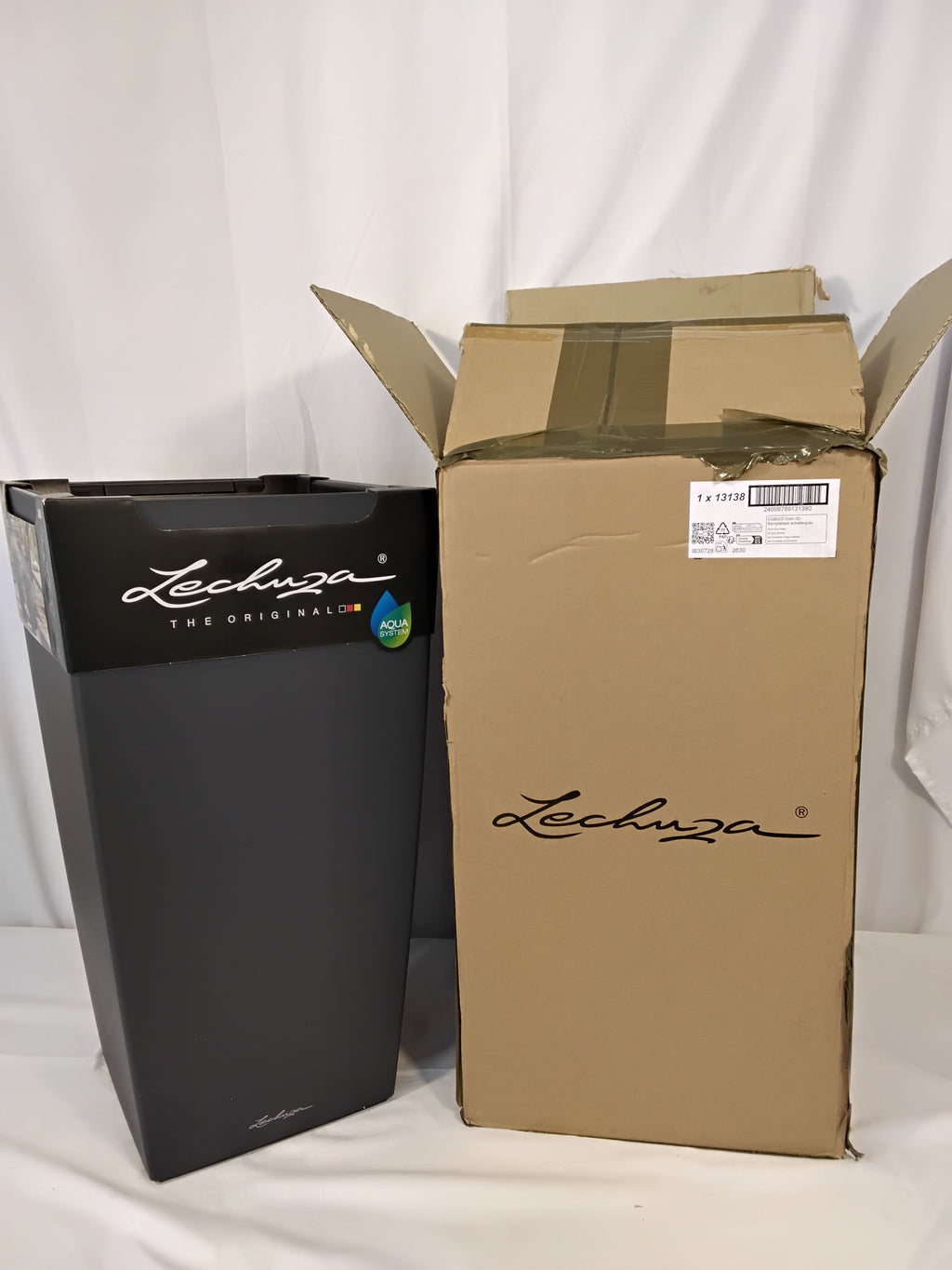 LECHUZA Cubico Color 30 Vaso da Pavimento Antracite | Aqua System | Nuovo