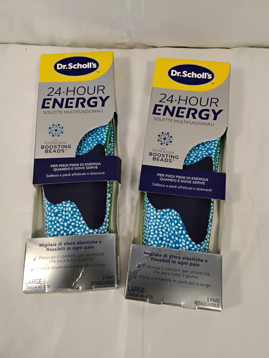 Dr. Scholl's 24-Hour Energy Solette Multifunzionali Large 40-47,5 con Boosting Beads e Memory Foam | 2 Paia Nuove