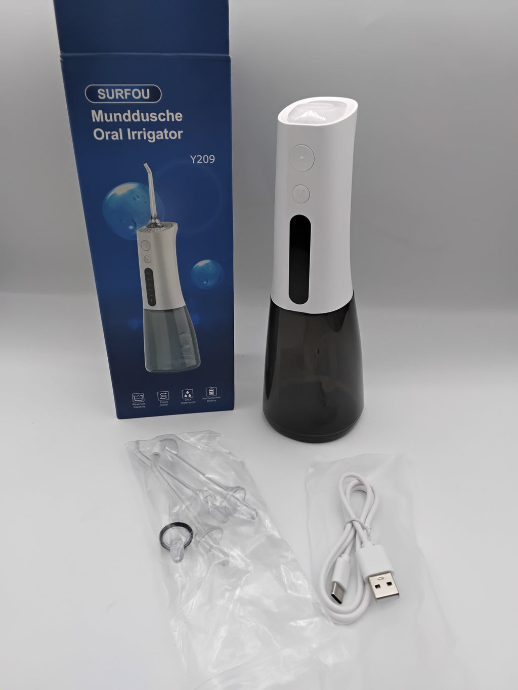 🦷 SURFOU Y209, IDROPULSORE DENTALE PORTATILE, 300 ML, 5 MODALITÀ, IPX7, RICARICABILE USB-C, NUOVO