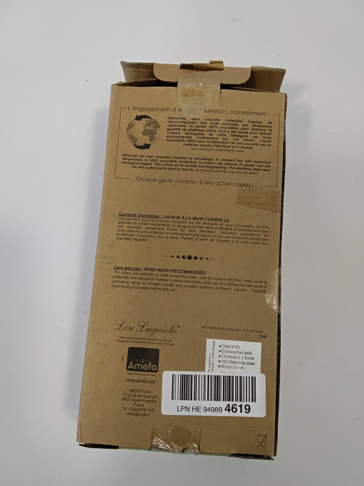 LOU LAGUIOLE CANOPEE, SET POSATE 24 PEZZI PER 6 PERSONE, ACCIAIO INOX 18/0 ED EFFETTO LEGNO, NUOVO