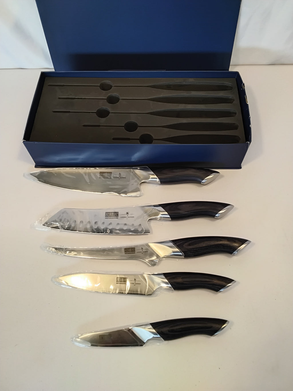 SET DI 5 COLTELLI DA CUCINA HOSHANHO "LOONG SERIES" CON CONFEZIONE REGALO, NUOVO
