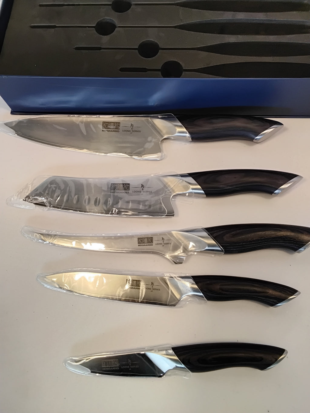 SET DI 5 COLTELLI DA CUCINA HOSHANHO "LOONG SERIES" CON CONFEZIONE REGALO, NUOVO