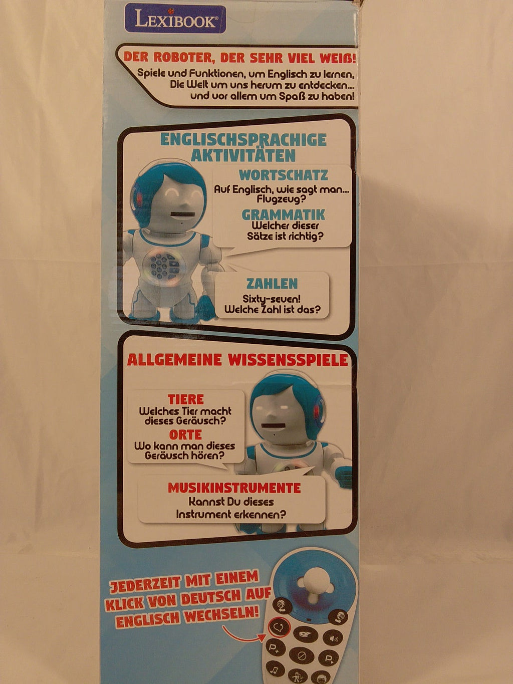 🤖 Lexibook POWERMAN KID ROB90DE, robot educativo interattivo e programmabile per bambini dai 4 anni, bilingue TEDESCO/INGLESE, con telecomando incluso.Nuovo