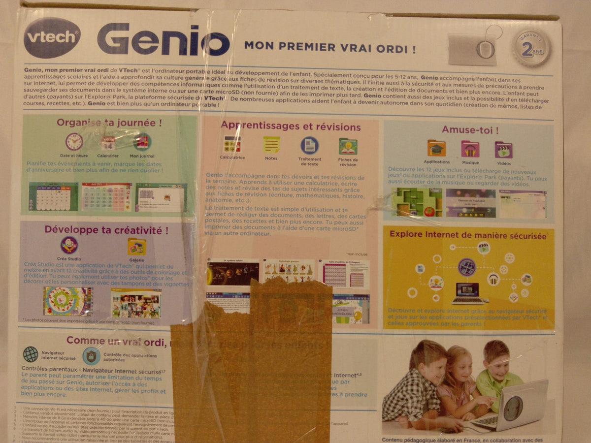 VTech Genio Mon Premier Vrai Ordi! Computer Portatile Educativo Bambini 5-12 Anni, 50+ Attività e Giochi, Wi-Fi, 8GB, Mouse – VERSIONE FRANCESE 🇫🇷NUOVO