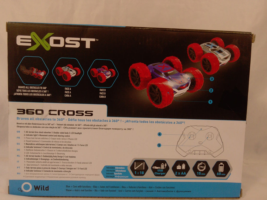 EXOST 360 CROSS Auto Radiocomandata 360° 2,4 GHz, Acrobazie 360°, Luci LED, Batteria Inclusa, 10 km/h, 5+ Anni Nuovo