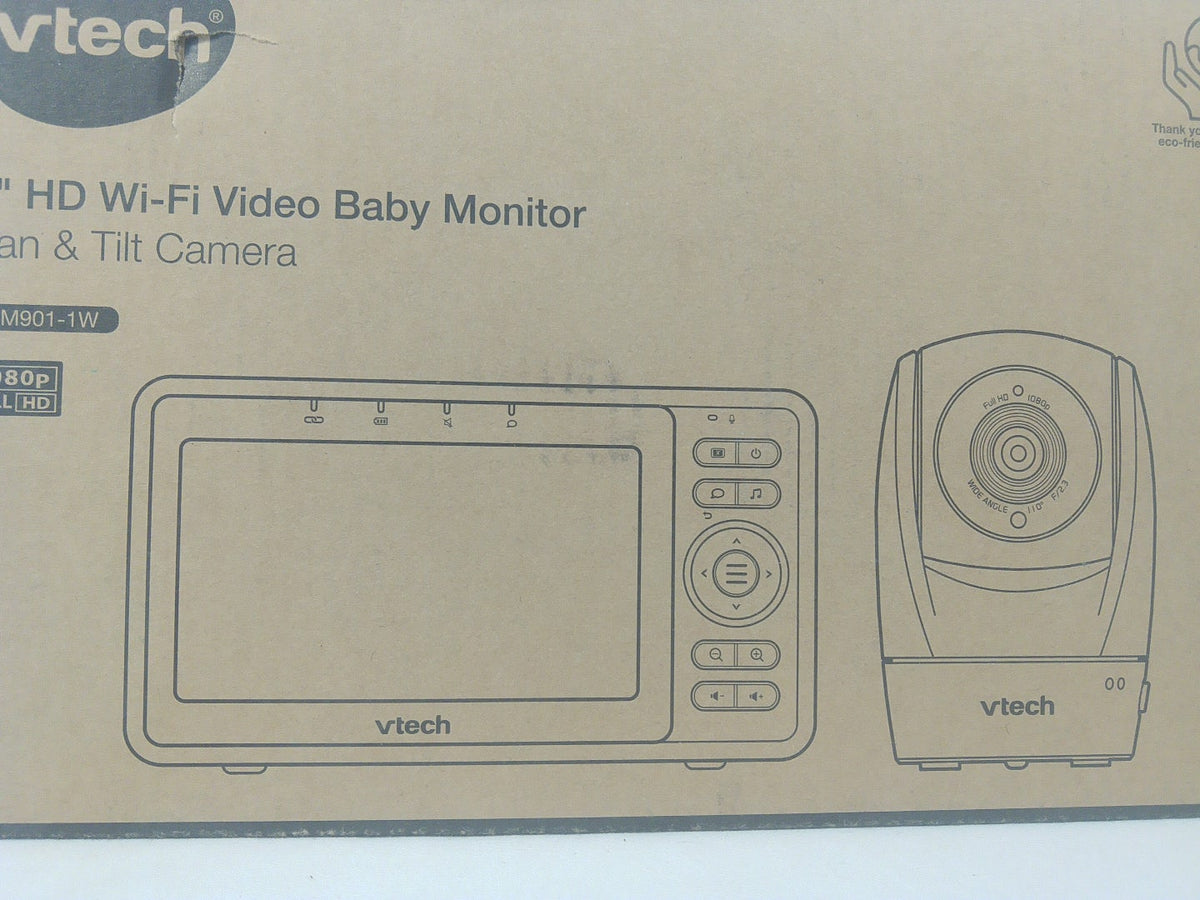 VTech VM901-1W Baby Monitor Video 5" HD Wi-Fi 1080p Pan &amp; Tilt Nuovo