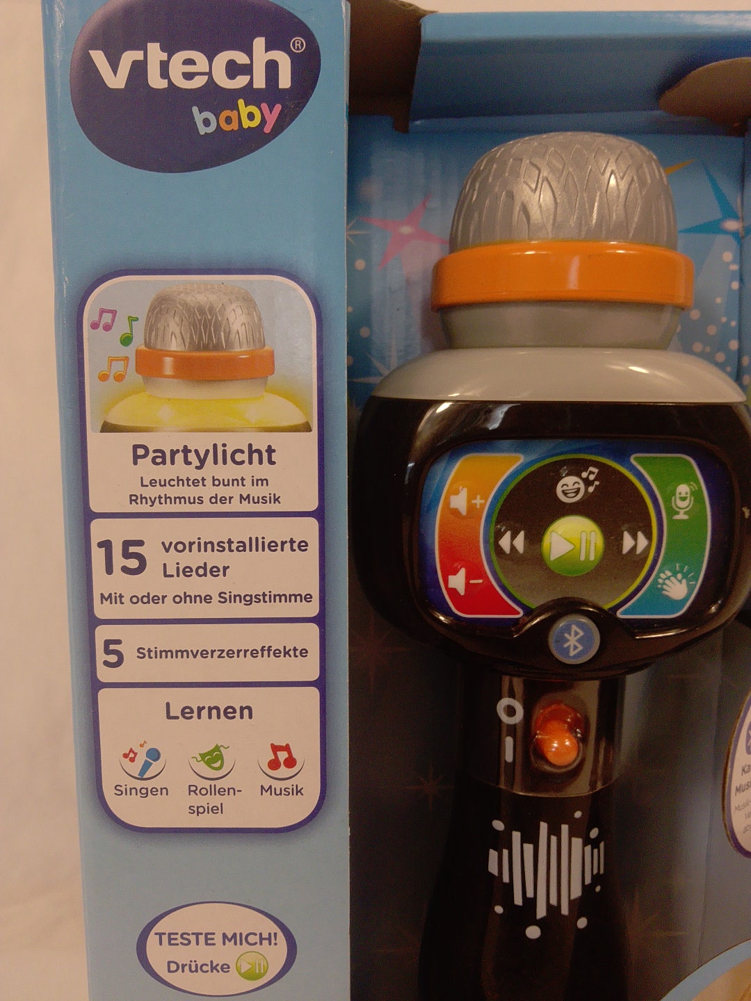 VTech Microfono Karaoke Magic Show 2-5 Anni, Bluetooth, 15 Canzoni, 5 Effetti Vocali Nuovo