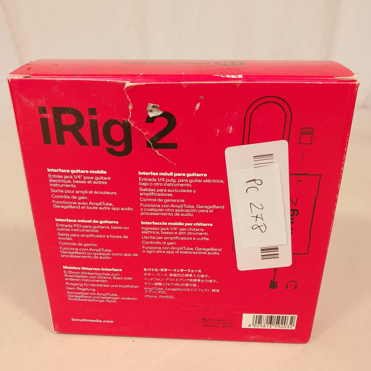 IK Multimedia iRig 2 - Interfaccia Chitarra Mobile per iPhone, iPad, Mac e Android Nuova