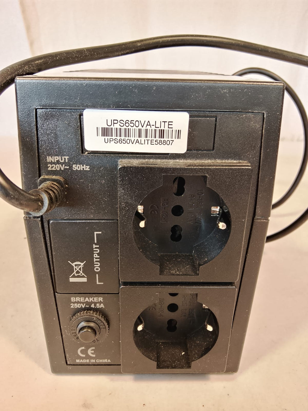 Gruppo di Continuita 650VA 360W 2 Prese Schuko Bipasso Vultech UPS650VA-LITE Nuovo