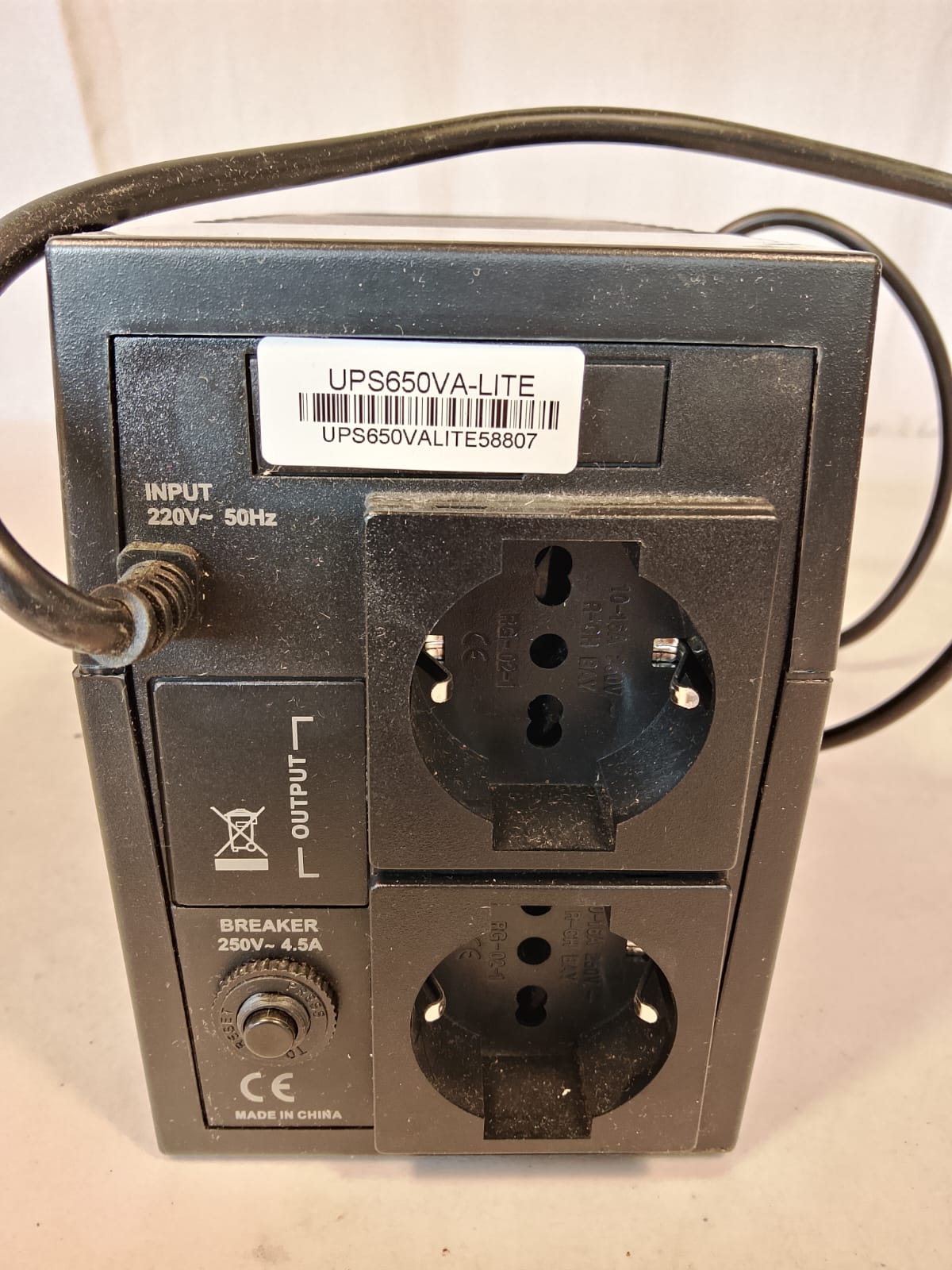 Gruppo di Continuita 650VA 360W 2 Prese Schuko Bipasso Vultech UPS650VA-LITE Nuovo