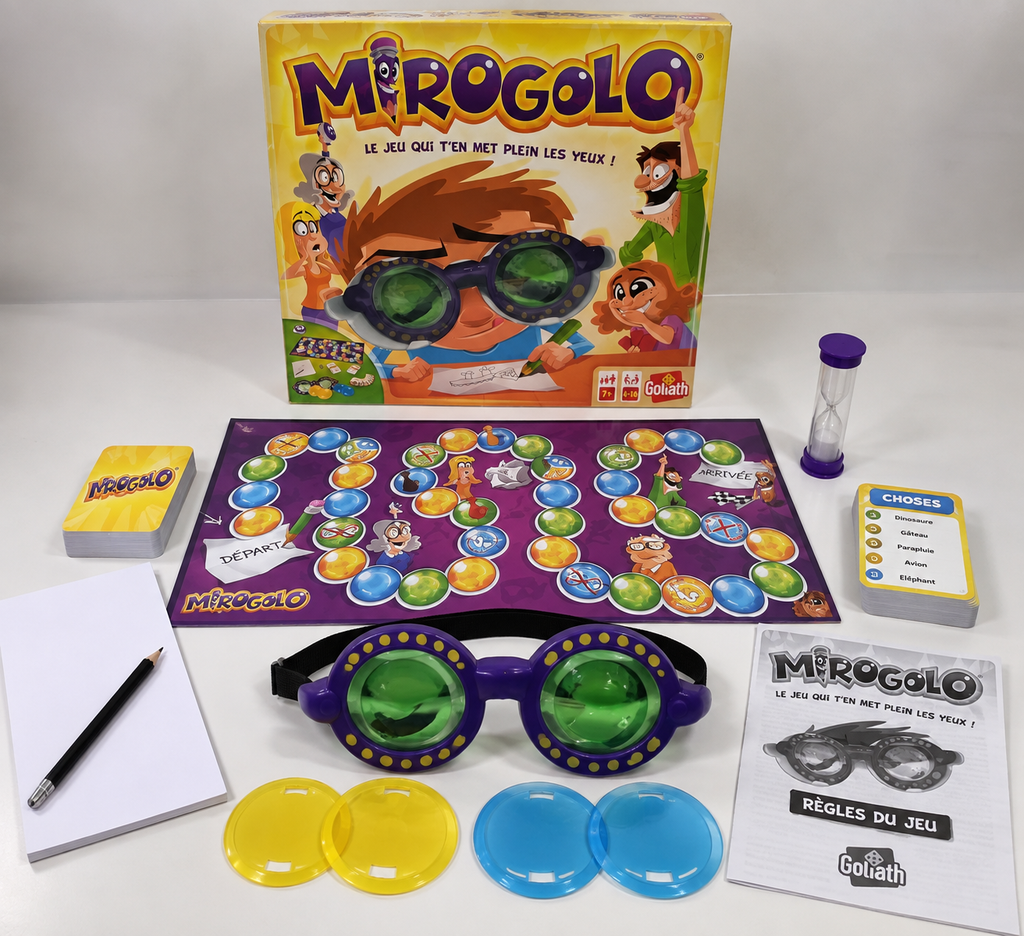 🎲 MIROGOLO GOLIATH, GIOCO DI SOCIETÀ CON OCCHIALI DEFORMANTI, 7+ ANNI, FRANCESE, NUOVO