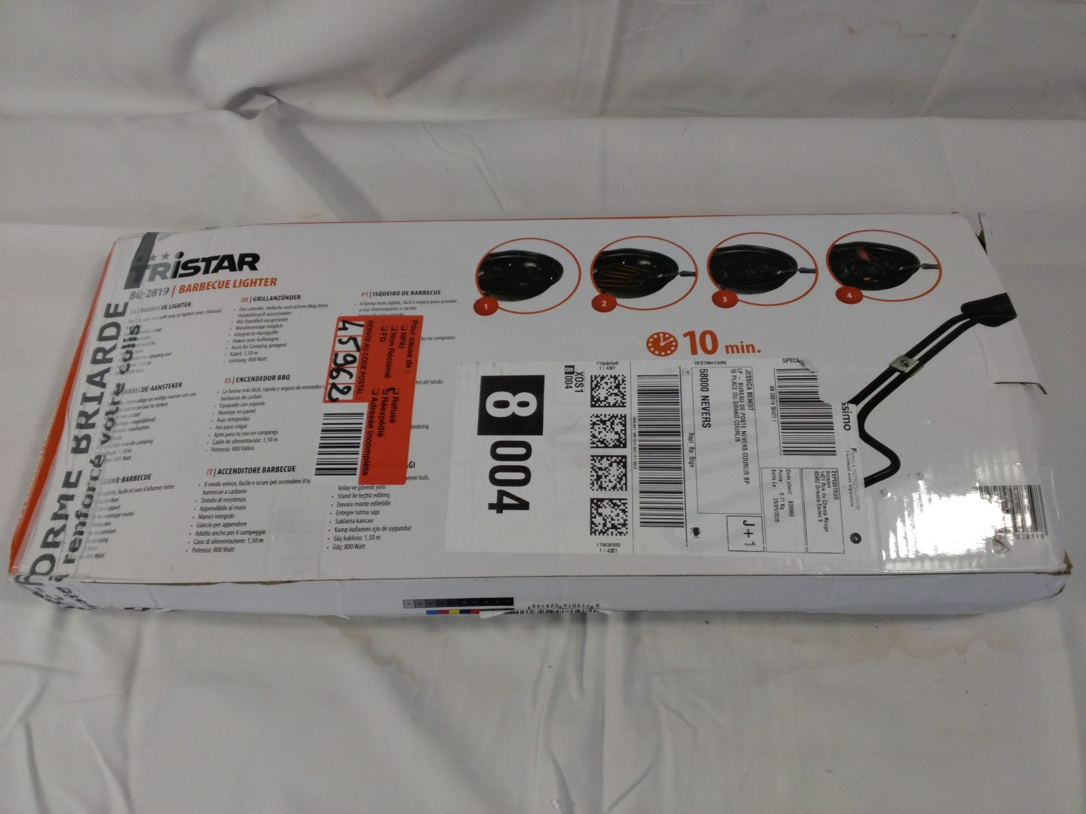 Tristar BQ-2819 Accenditore Elettrico per Barbecue 800W con Supporto da Parete | Nuovo