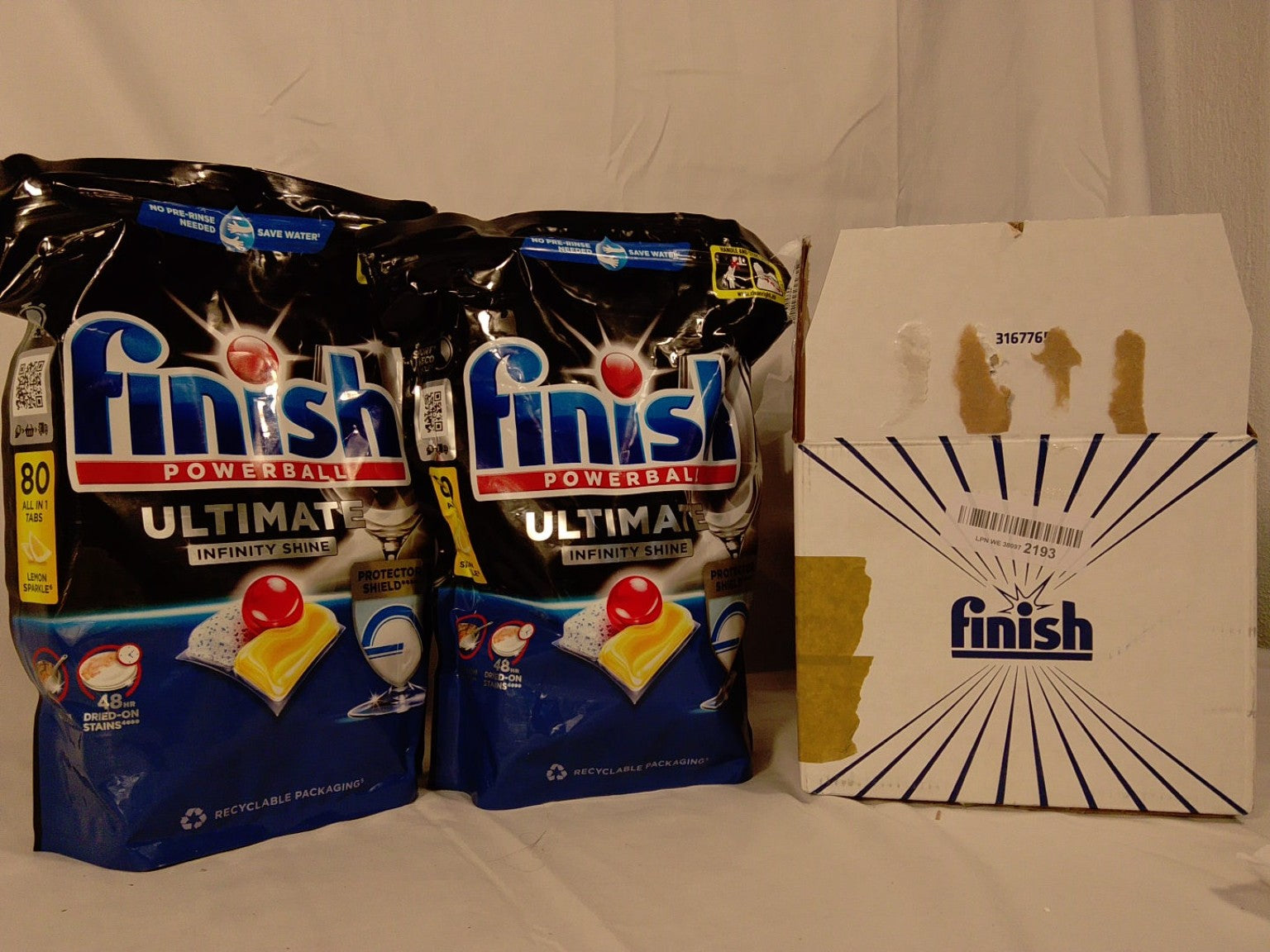 Finish Powerball Ultimate Infinity Shine | Lotto 2 Confezioni x 80 Pastiglie | Totale 160 Pastiglie | Nuove