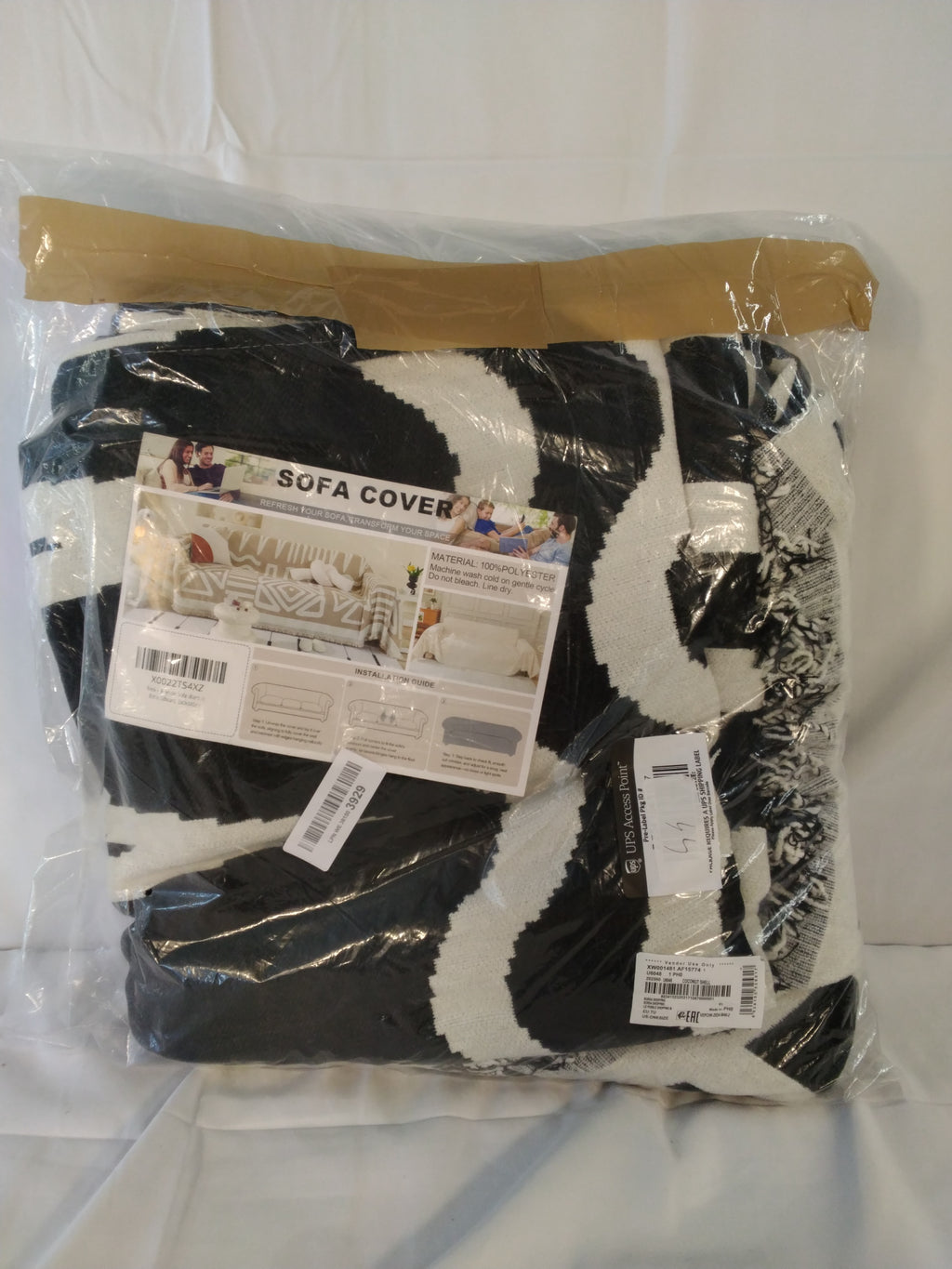 Copridivano Elastico Fantasia Bianco/Nero | Sofa Cover Stretch | Nuovo