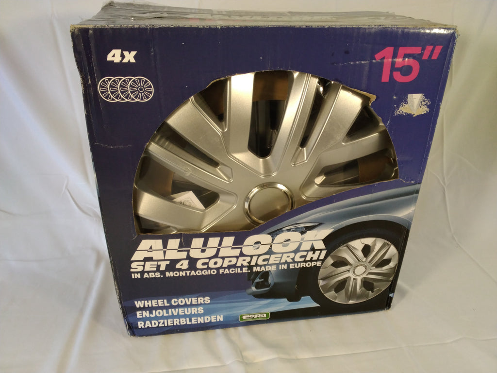 CORA Alulook Raven Set 4 Copricerchi Universali da 15" in ABS – Argento | Made in Europe