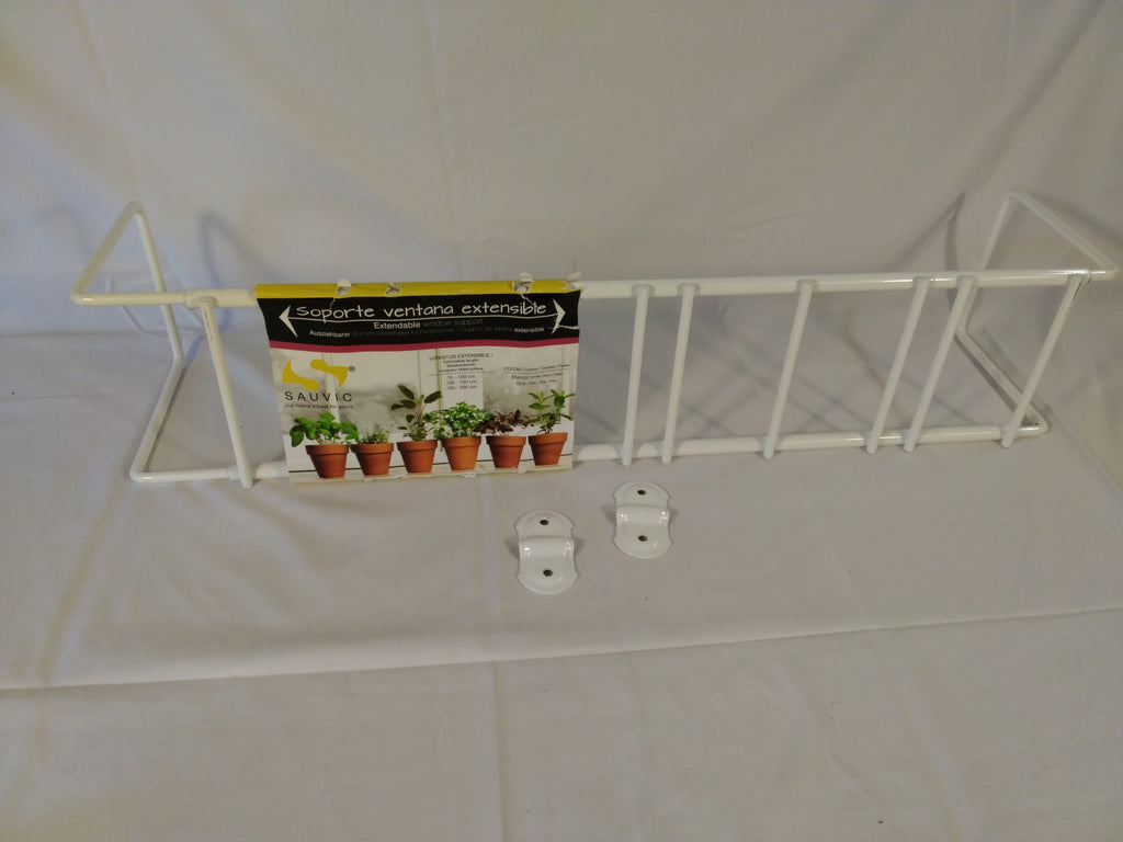 Sauvic Supporto Portavasi Estensibile da Finestra 70–100 cm in Metallo Bianco | Nuovo con Piccole Imperfezioni