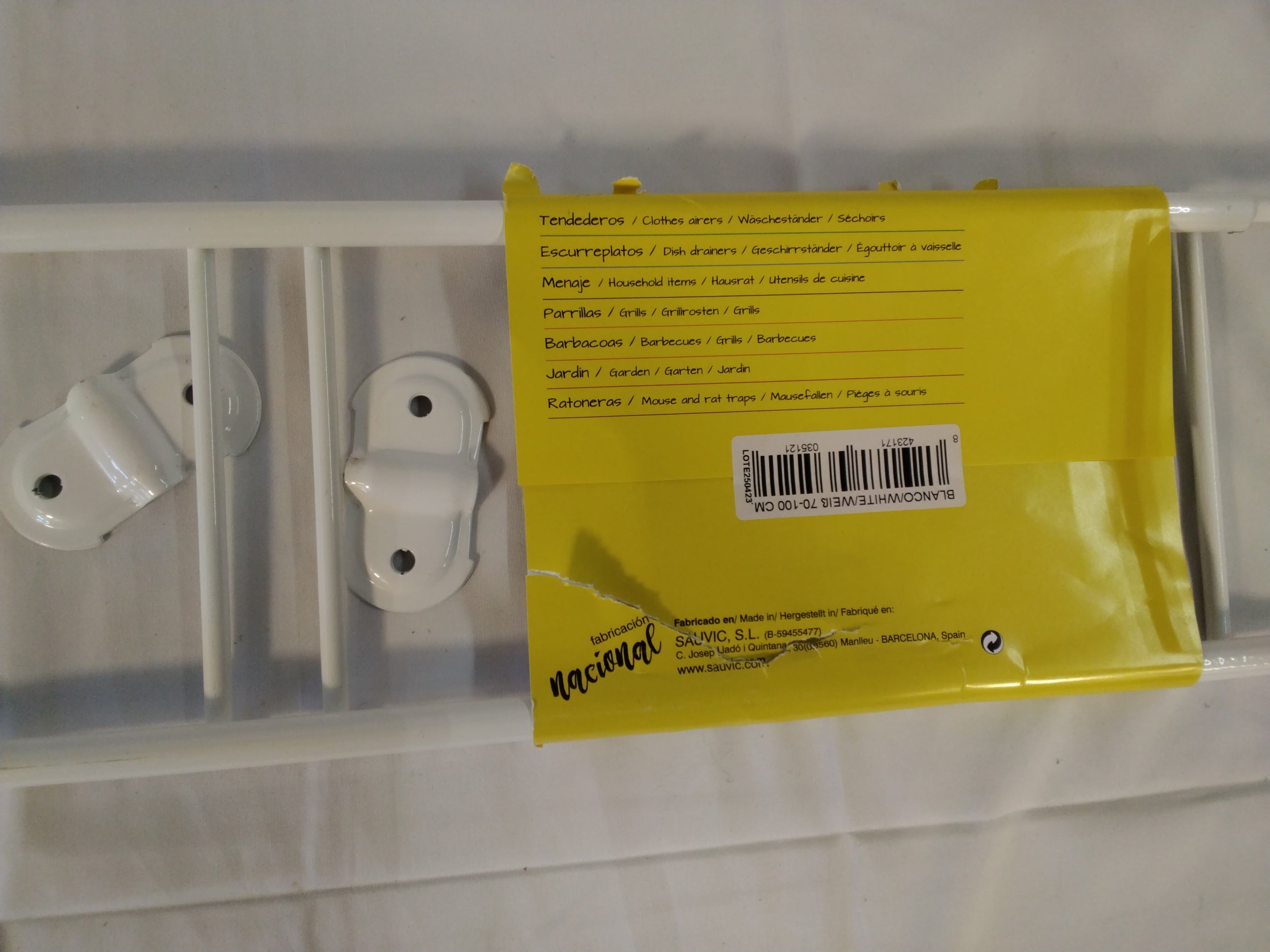 Sauvic Supporto Portavasi Estensibile da Finestra 70–100 cm in Metallo Bianco | Nuovo con Piccole Imperfezioni