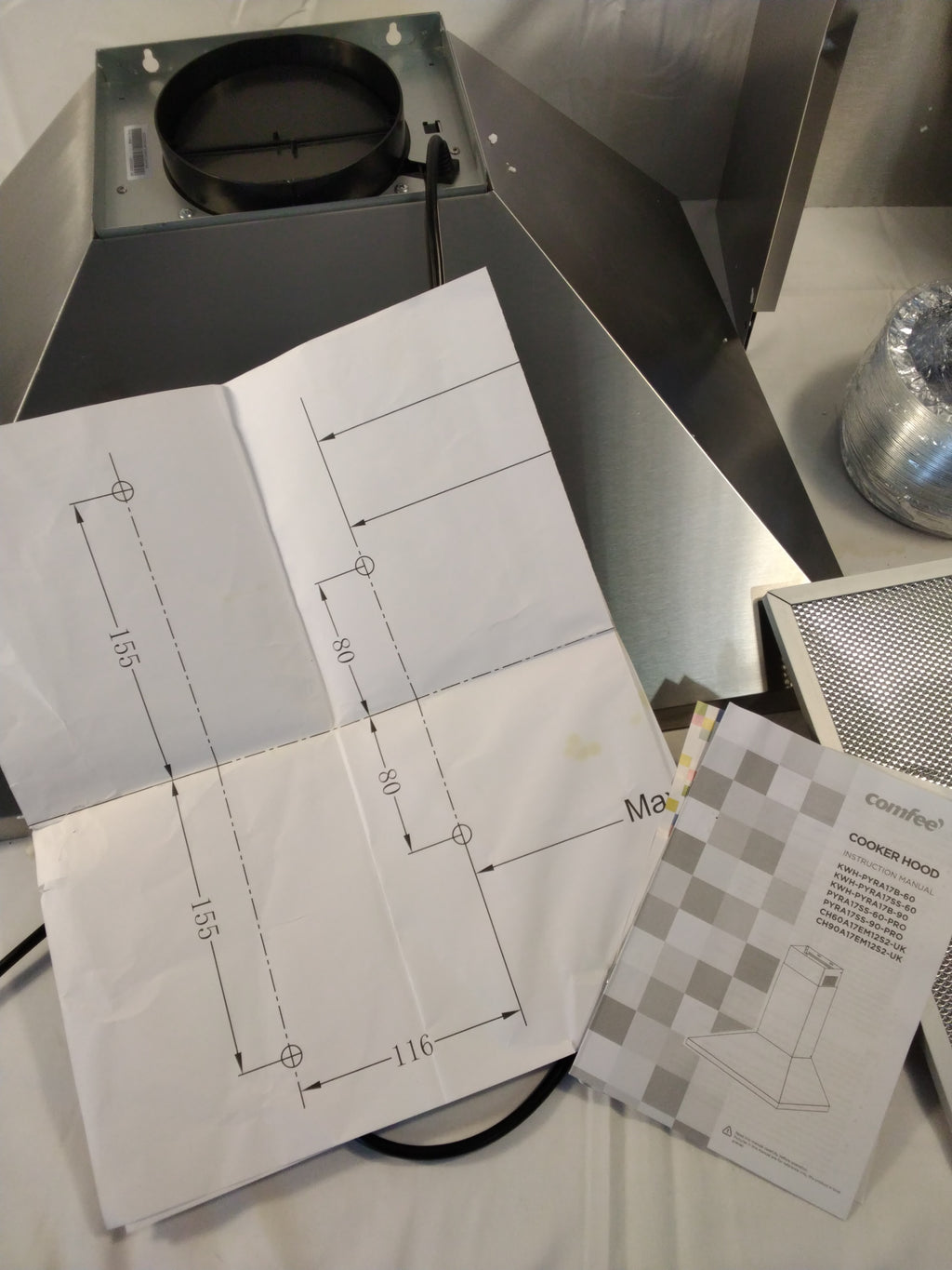 Comfee Cappa Aspirante Piramidale 60 cm in Acciaio Inox | 3 Velocità | LED | Nuova