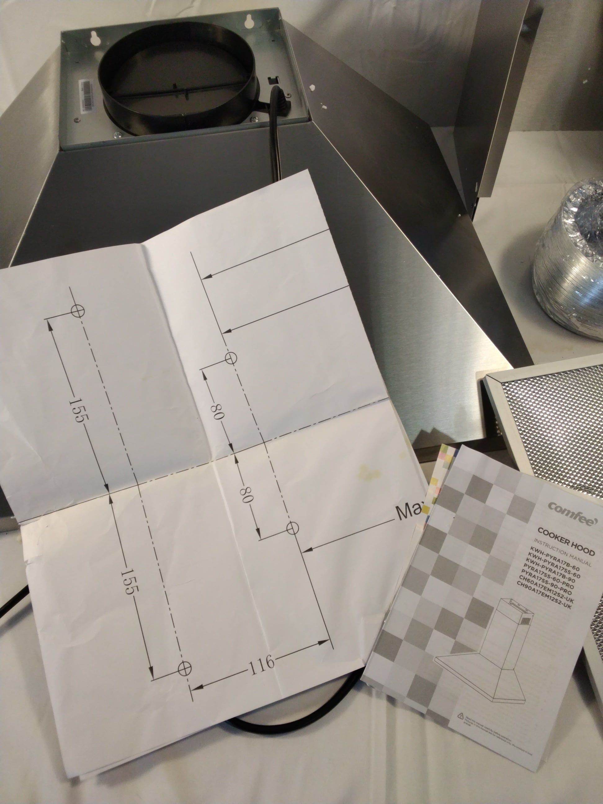Comfee Cappa Aspirante Piramidale 60 cm in Acciaio Inox | 3 Velocità | LED | Nuova