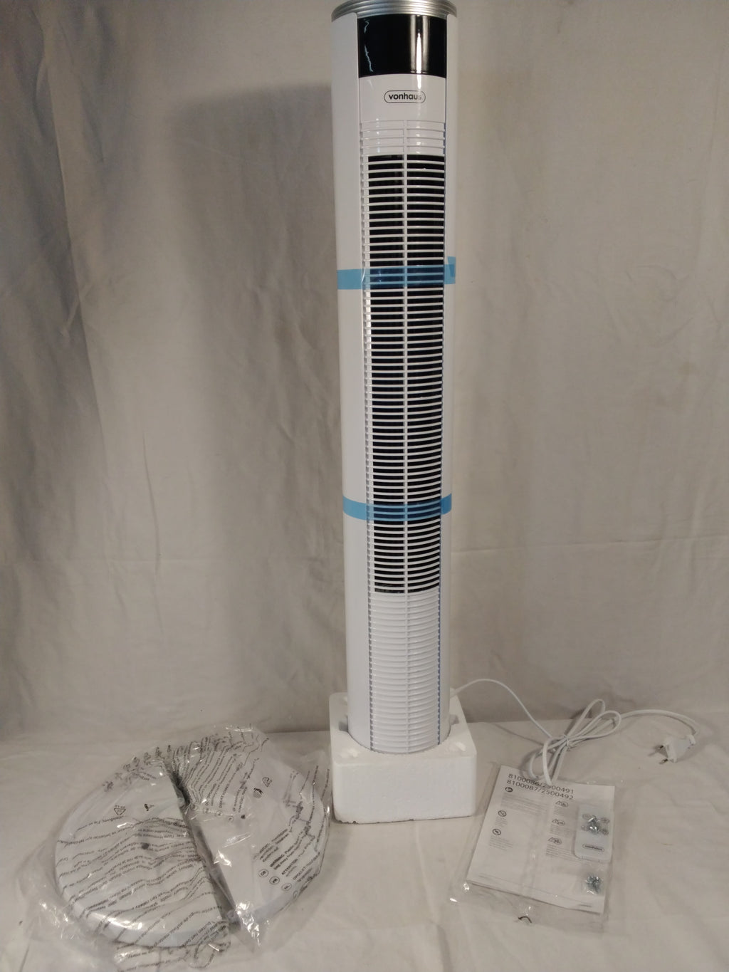 VonHaus Ventilatore a Torre Oscillante con Telecomando | Timer | 3 Velocità | Bianco nuovo
