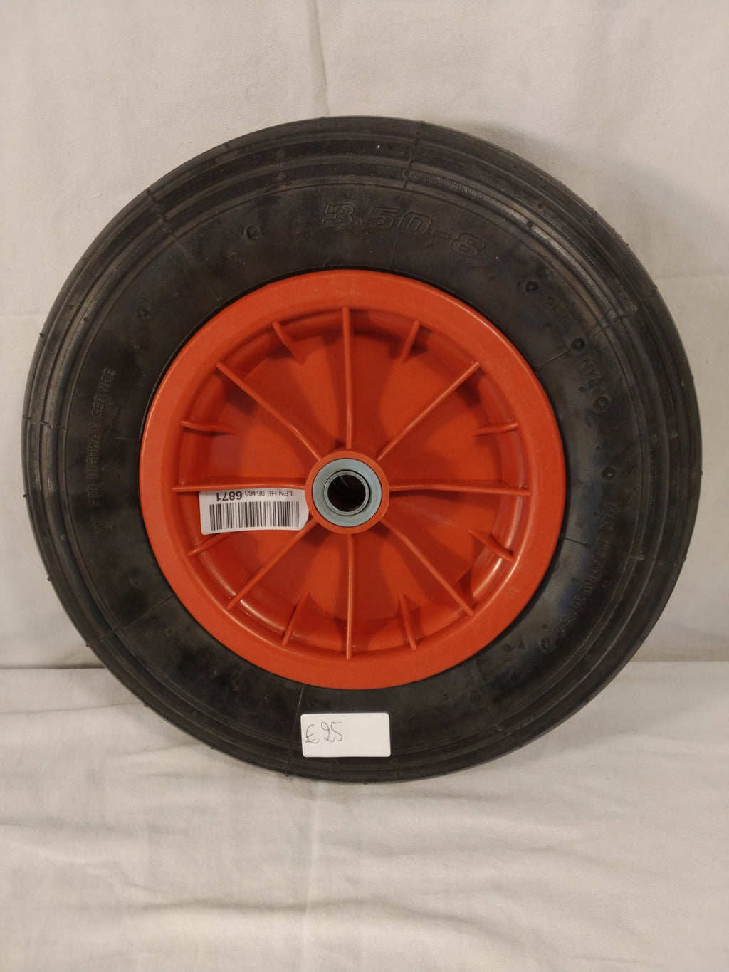Ruota Pneumatica 3.50-8 con Cerchio in Plastica e Cuscinetto | Carriola Carrello da Giardino nuova