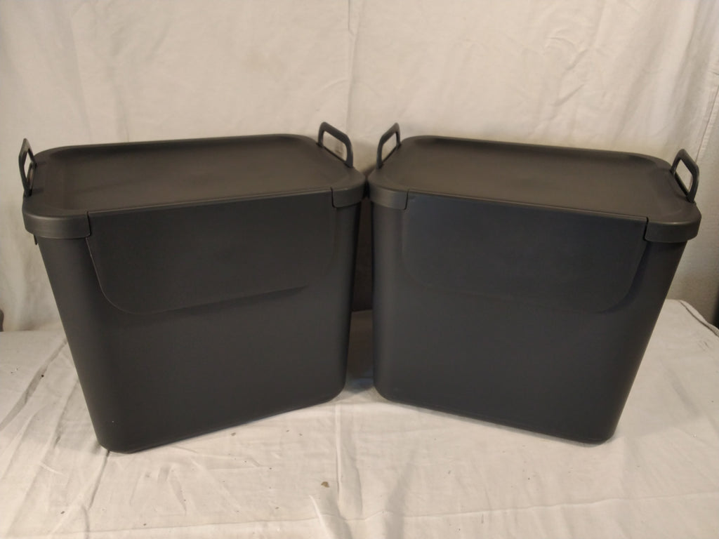 Set 2 Contenitori per Raccolta Differenziata con Coperchio Basculante | Plastica Riciclata Antracite | Nuovi