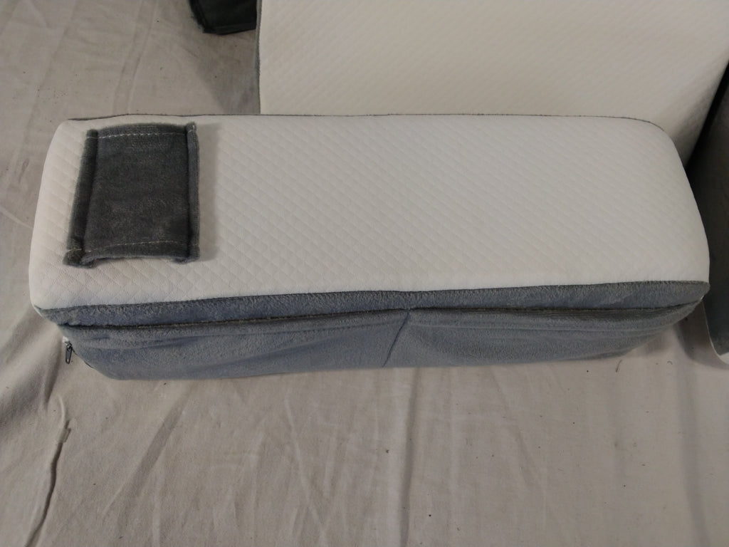 Cuscino Ergonomico per Lettura a Letto con Braccioli e Poggiatesta in Memory Foam | Grigio/Bianco | Come Nuovo